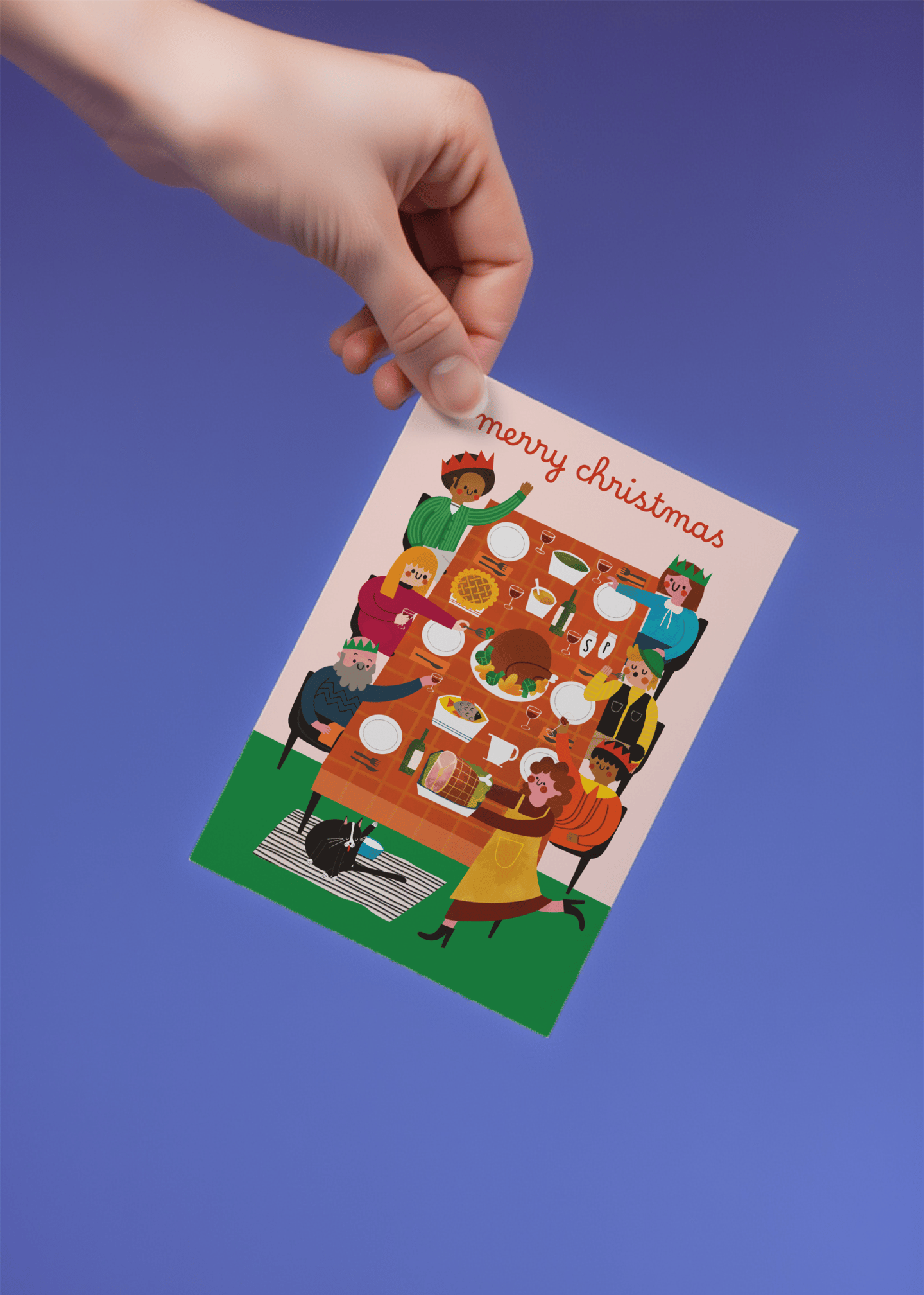 Christmas Dinner Gathering Card mockup 4