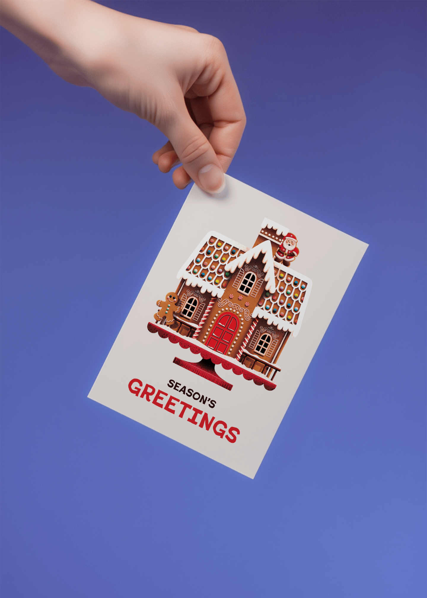 Season's Greetings Gingerbread House mockup 3