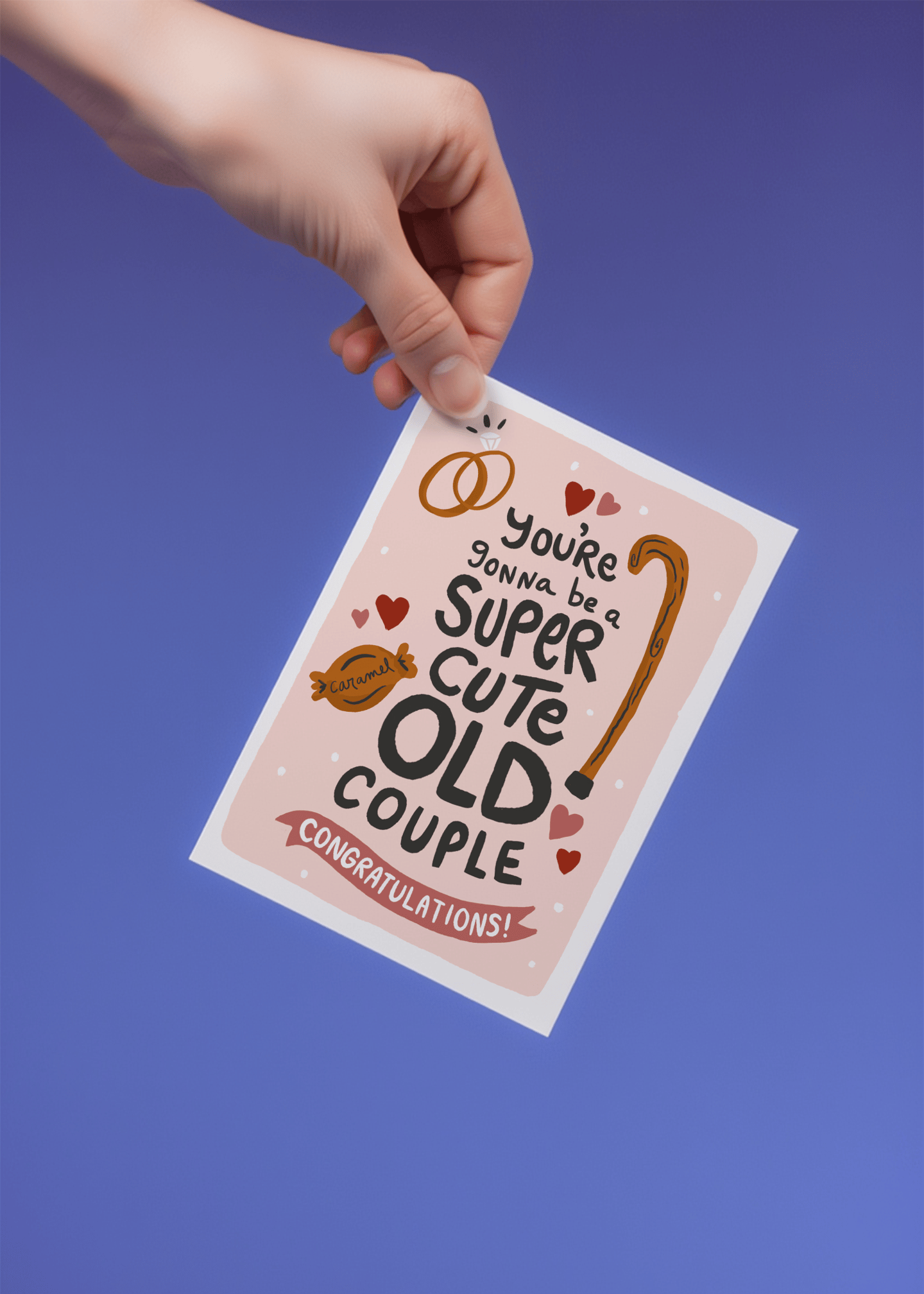 Super Cute Old Couple Wedding Card mockup 4