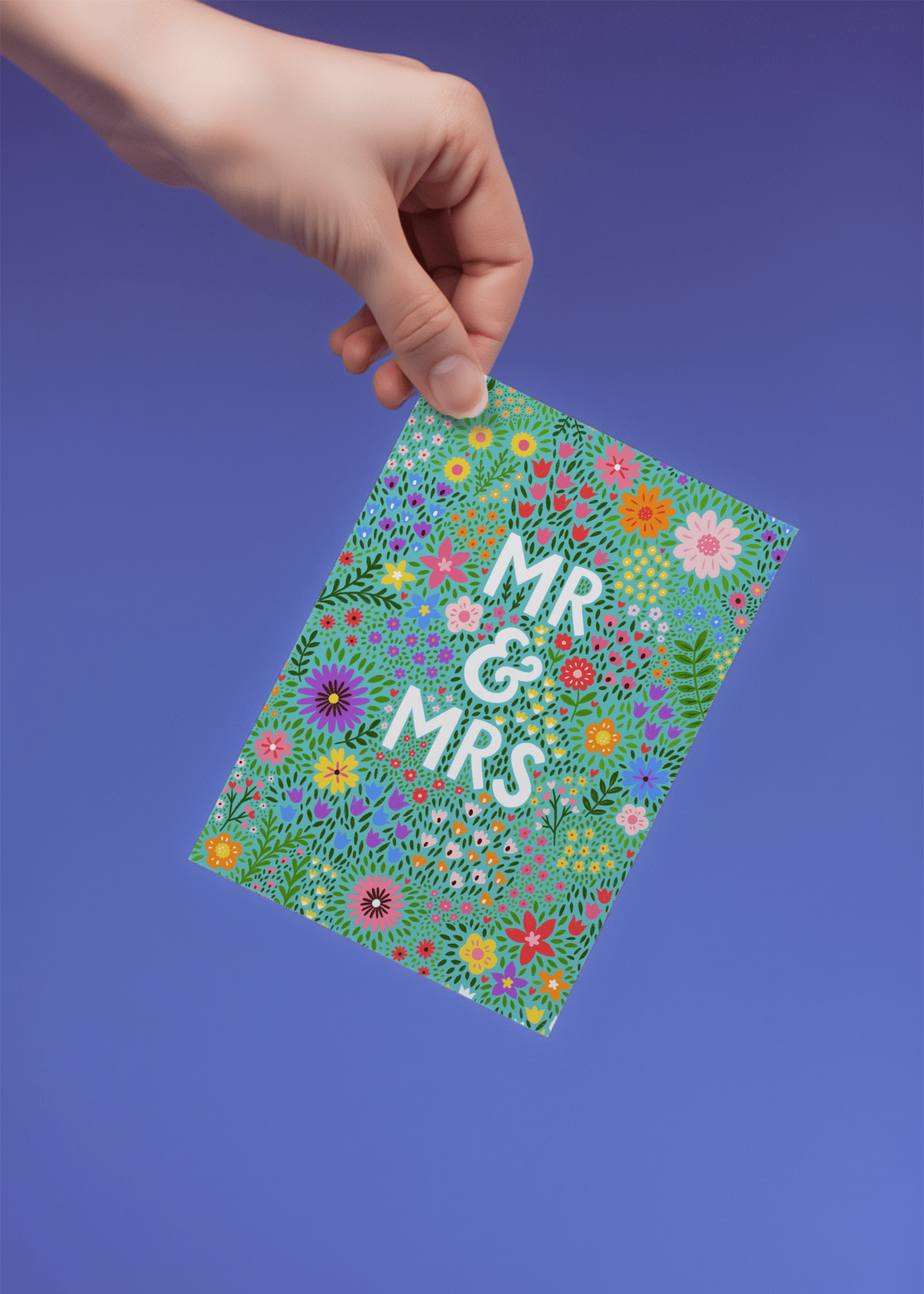 Floral Mr & Mrs Wedding Card mockup 3