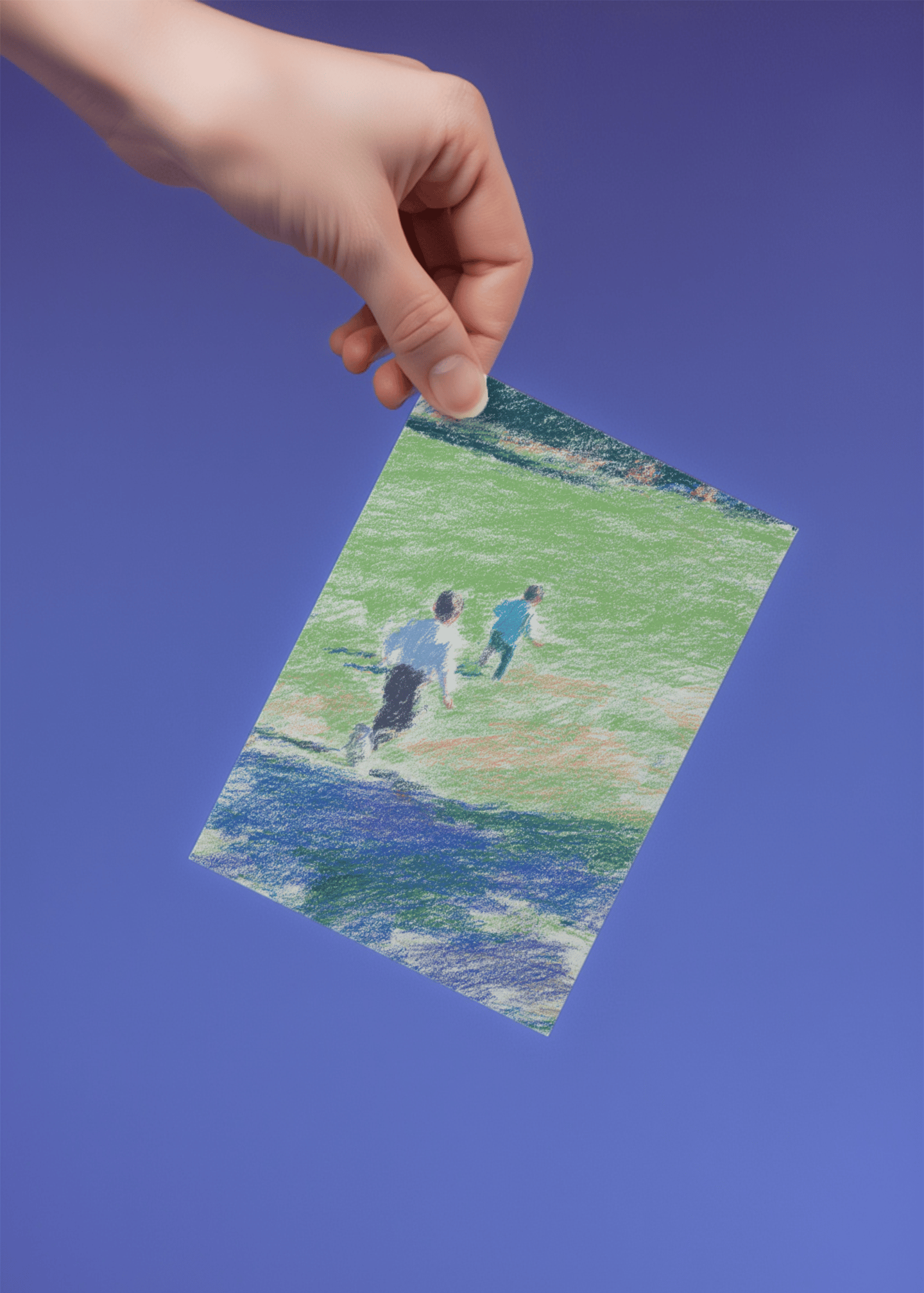 illustration of two people running together mockup 4