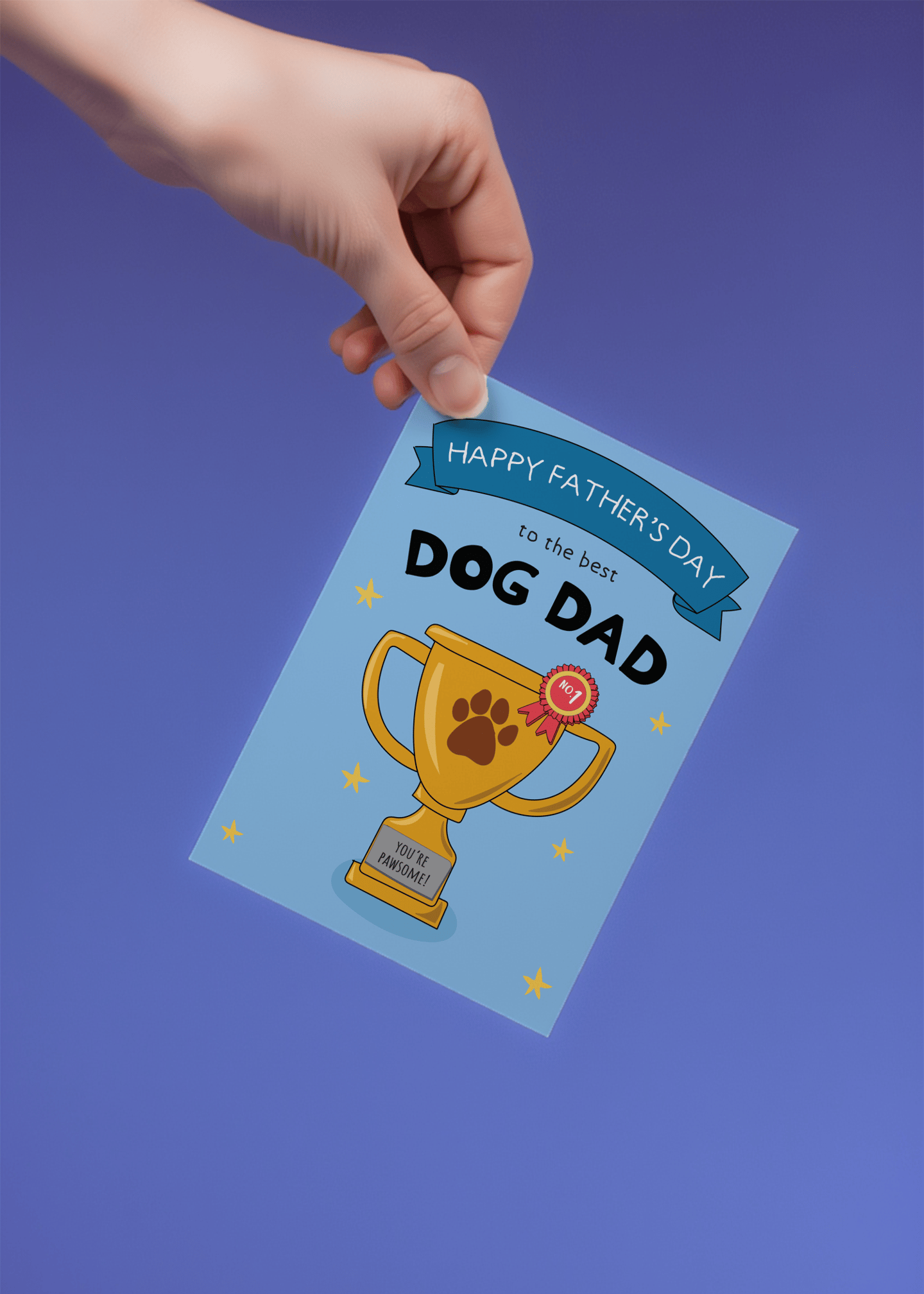 Best Dog Dad Trophy Card mockup 4