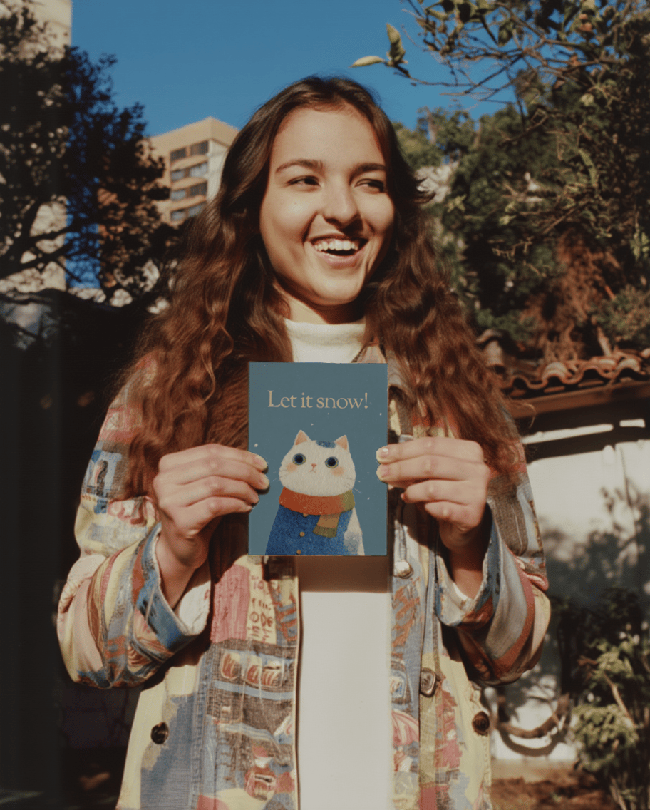 Snowy Cat Greetings mockup 5
