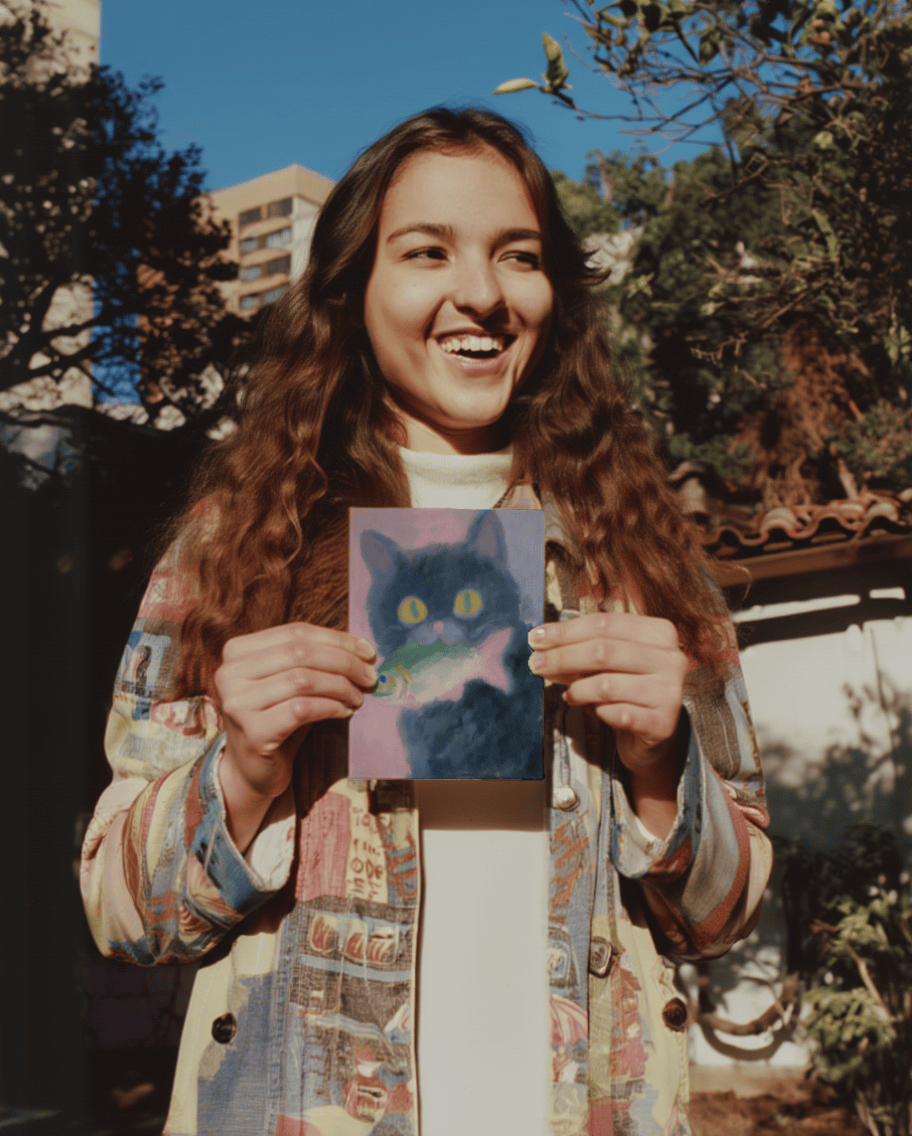 Quirky Cat with Fish Fun Card mockup 6