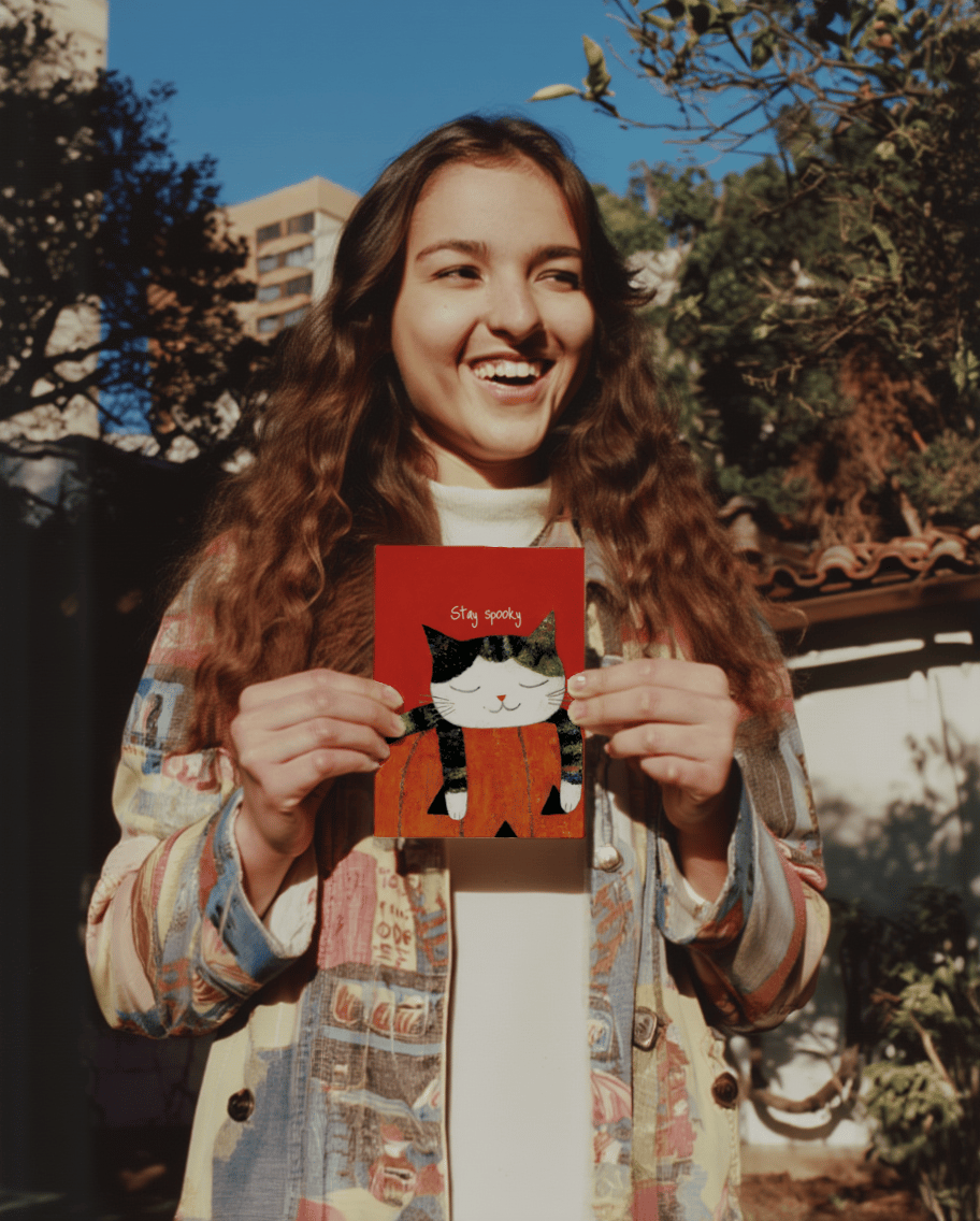 Cute Cat Halloween Card mockup 6