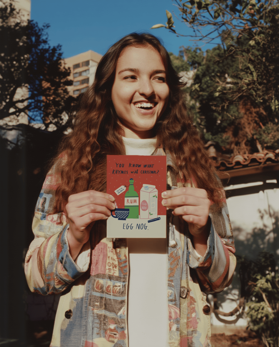Christmas Egg Nog Rhymes Card mockup 4