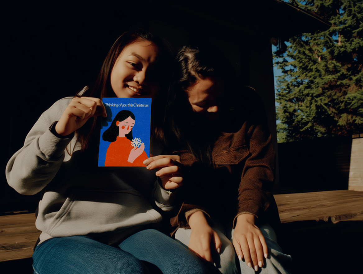 Warm Christmas Thoughts Card mockup 5