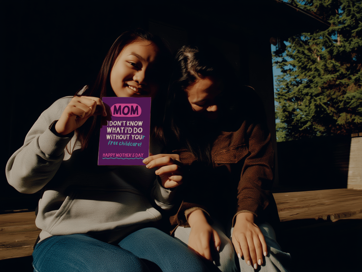 Free Childcare Thanks Mom Card mockup 6
