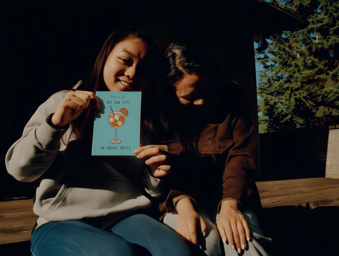 Off Our Tits on Aperol Spritz Card mockup 5