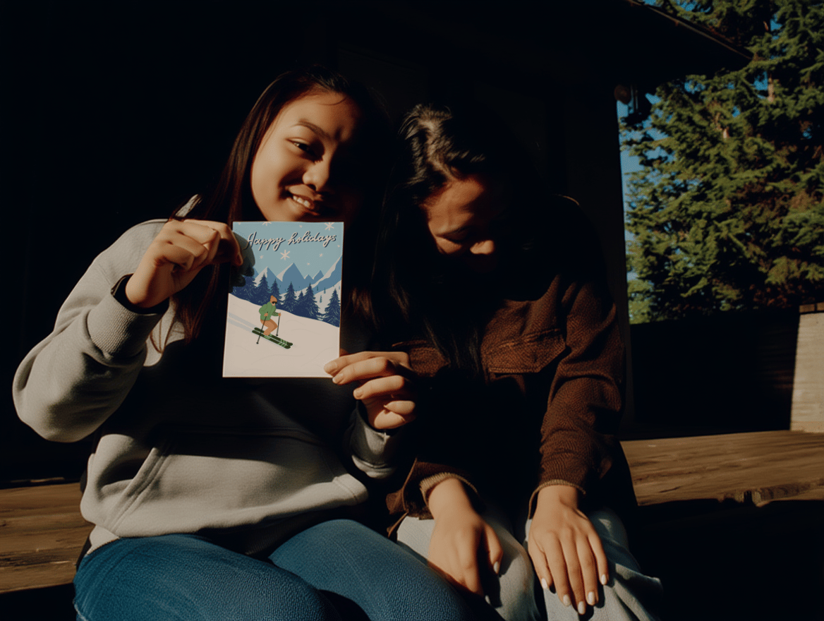 Happy Holidays Skiing in the Mountains mockup 5