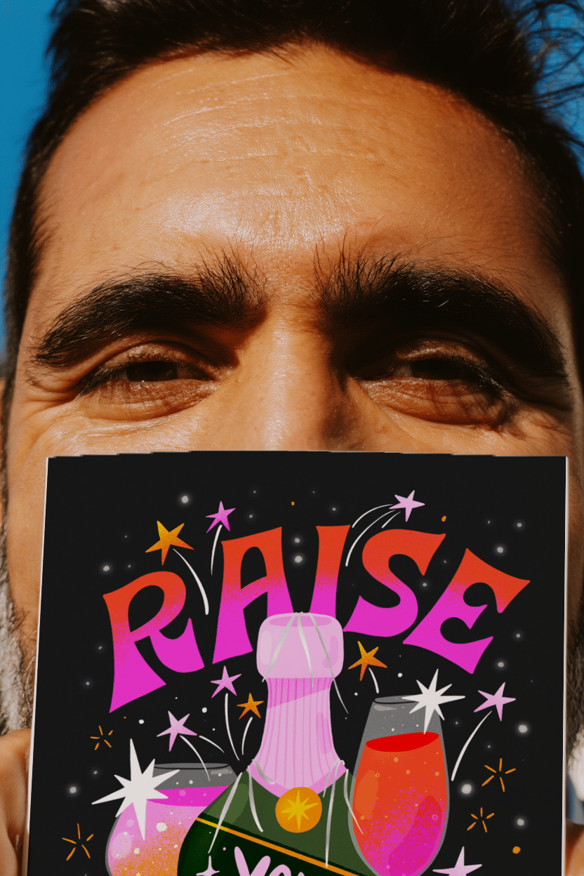 Raise Your Glass Celebration Card mockup 6