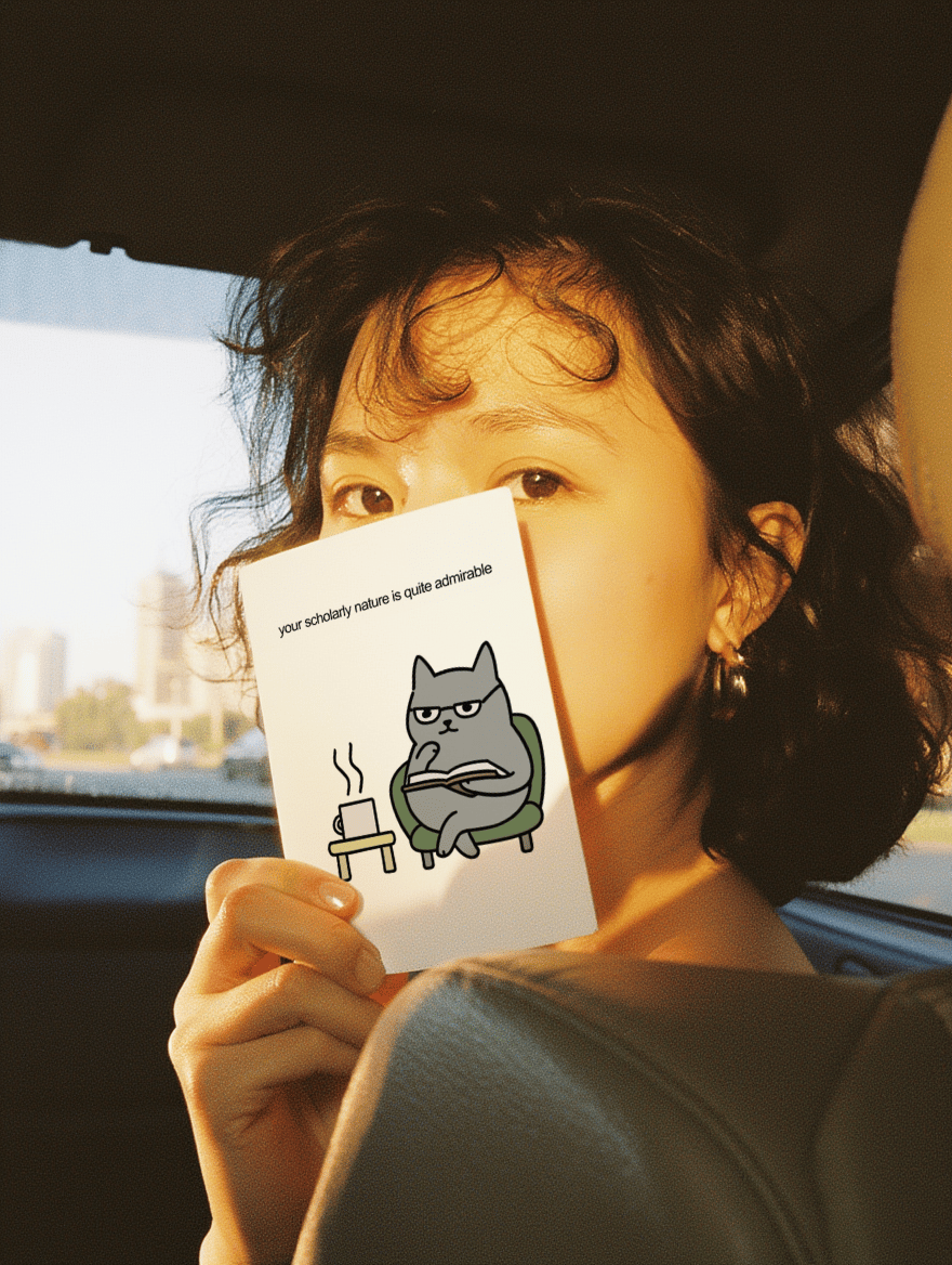 Scholarly Cat Admirable Nature Card mockup 6