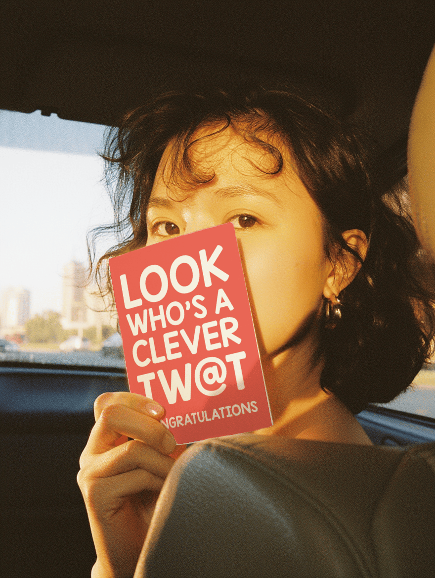 Look Who’s a Clever Tw@t Graduation Card mockup 6