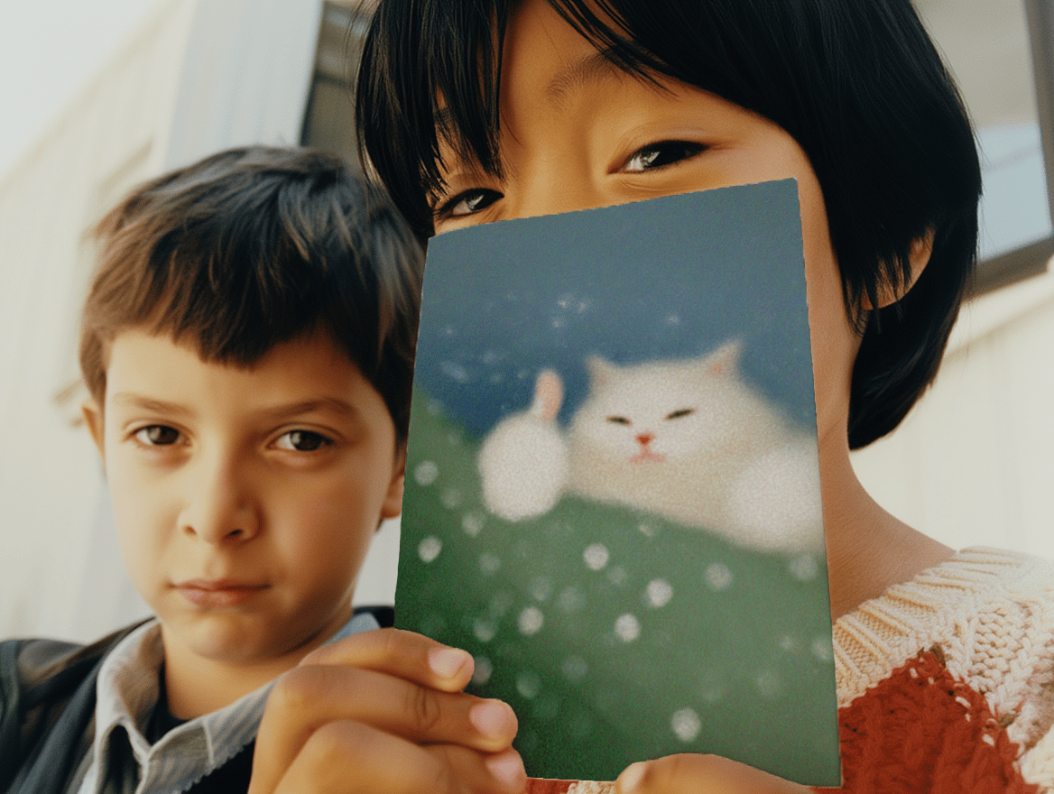 Cozy Cat thumbs up Greeting Card mockup 6