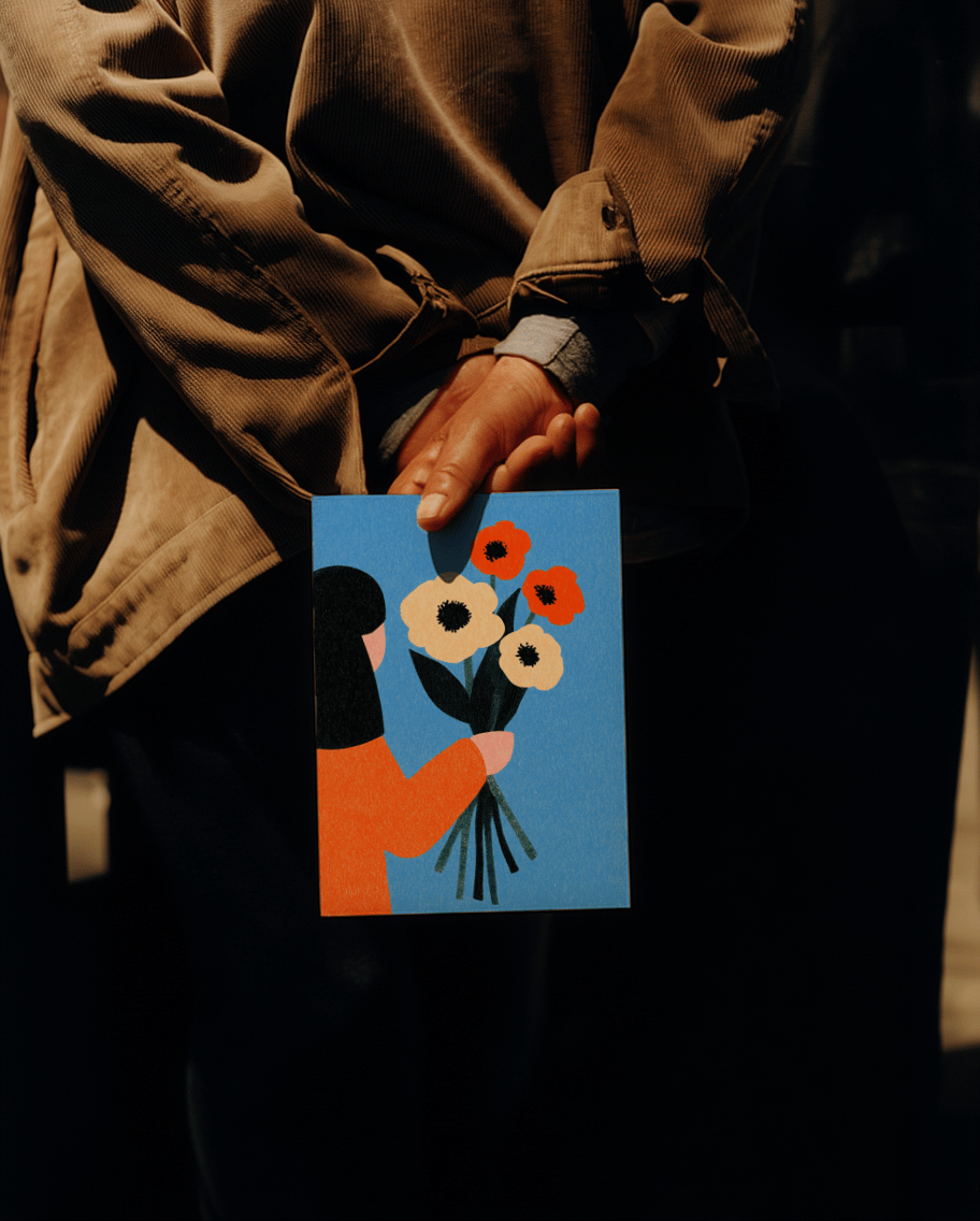 Flowers in Hand Illustrated Card mockup 6