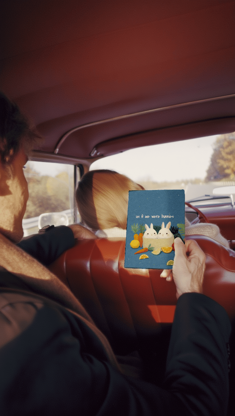 Cute Bunny Duo Greeting Card mockup 6