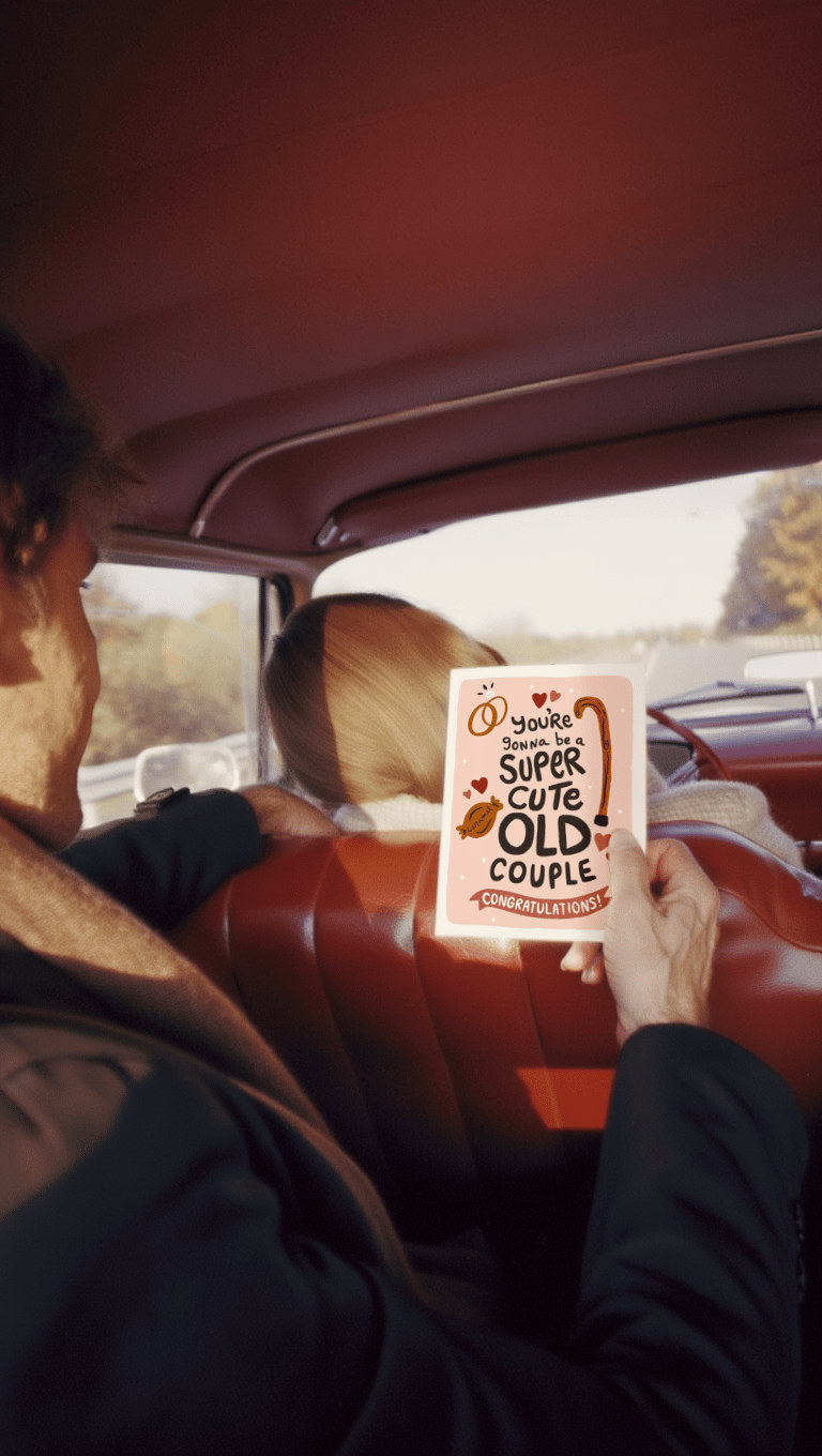 Super Cute Old Couple Wedding Card mockup 6