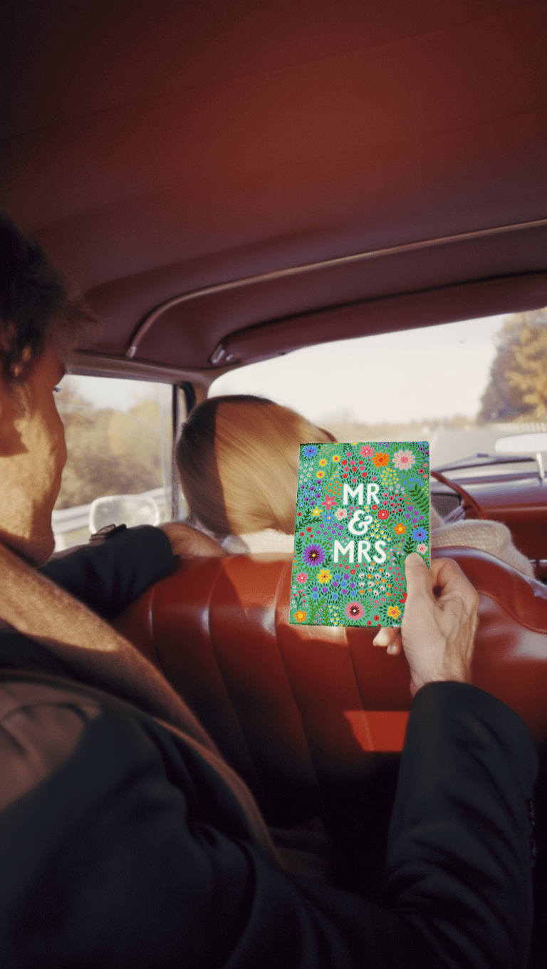 Floral Mr & Mrs Wedding Card mockup 5