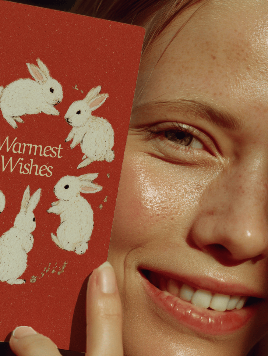 Charming Bunny Warm Wishes Card mockup 5
