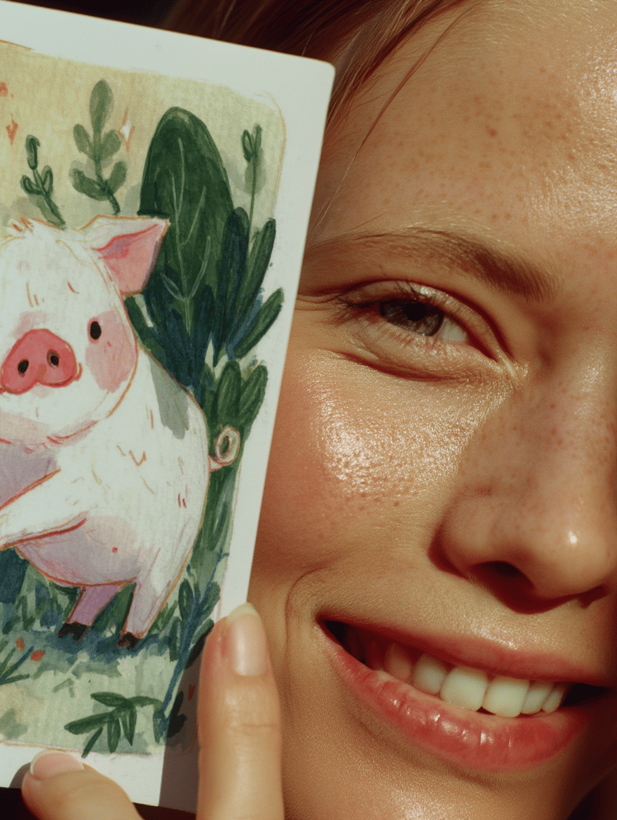 Adorable Piglet and Pumpkin Card mockup 6