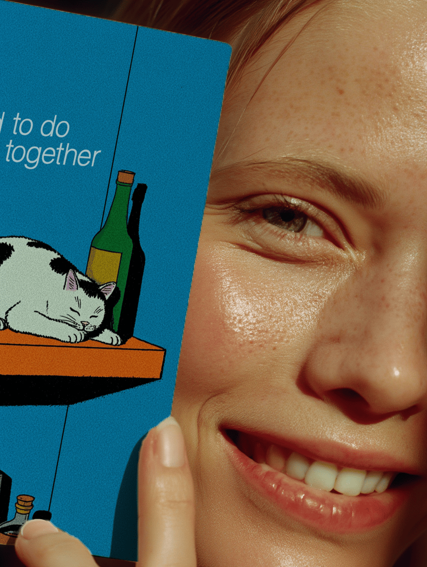 Lazy Days Together Cat Card mockup 6