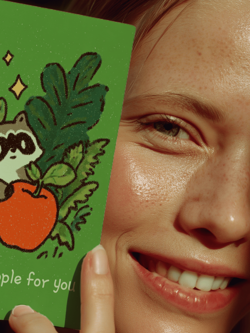 Adorable Raccoon Apple Love mockup 6