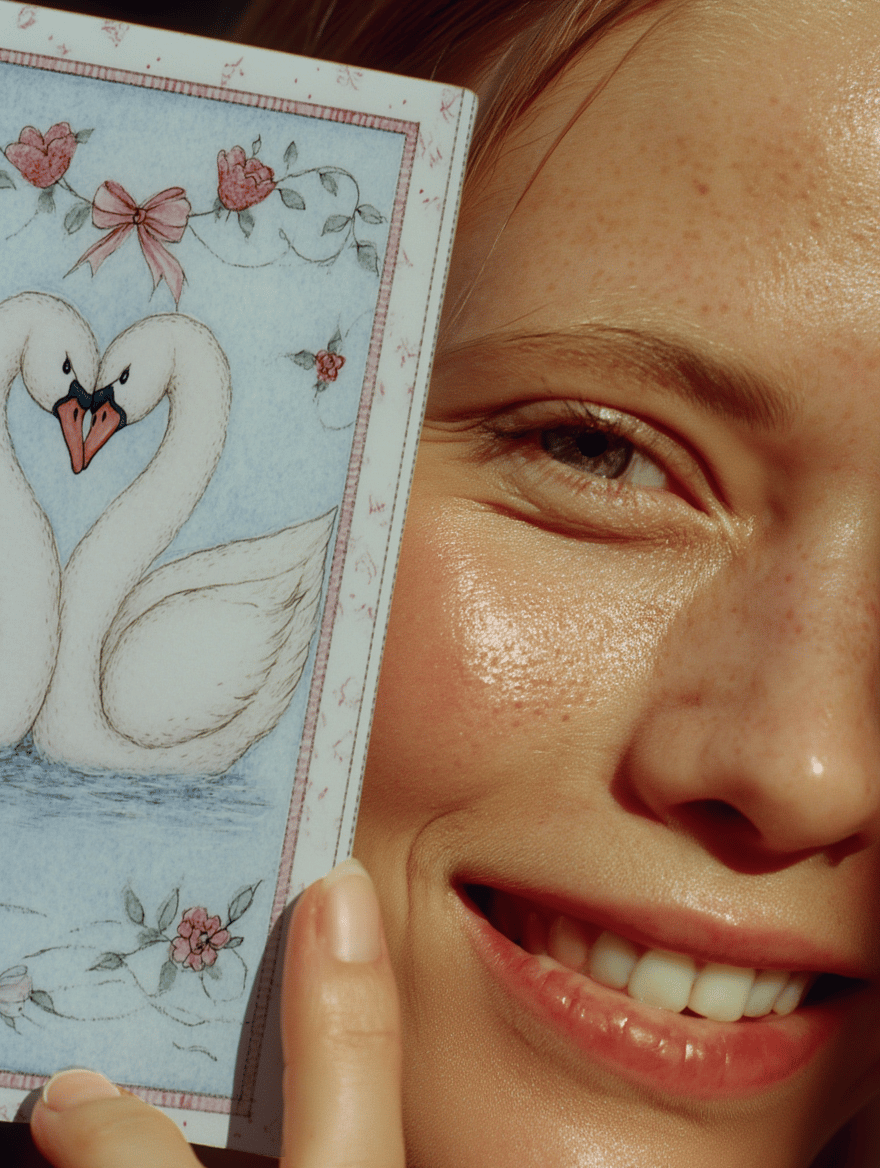 Romantic Swans Love Card mockup 6