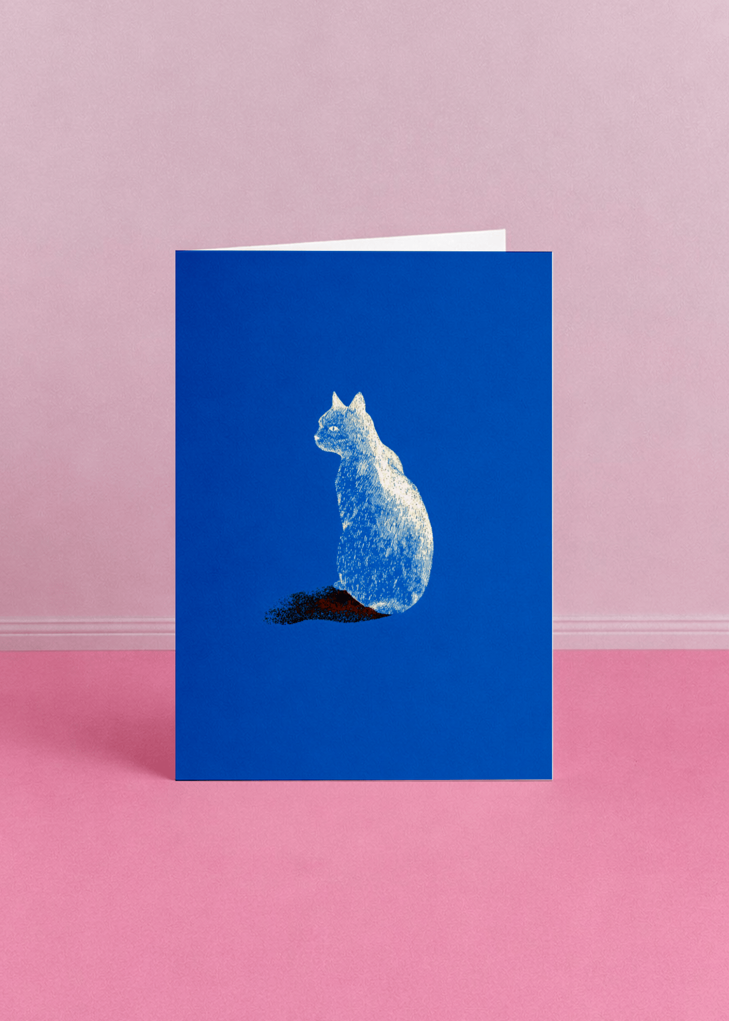 white cat sitting solemnly mockup 5
