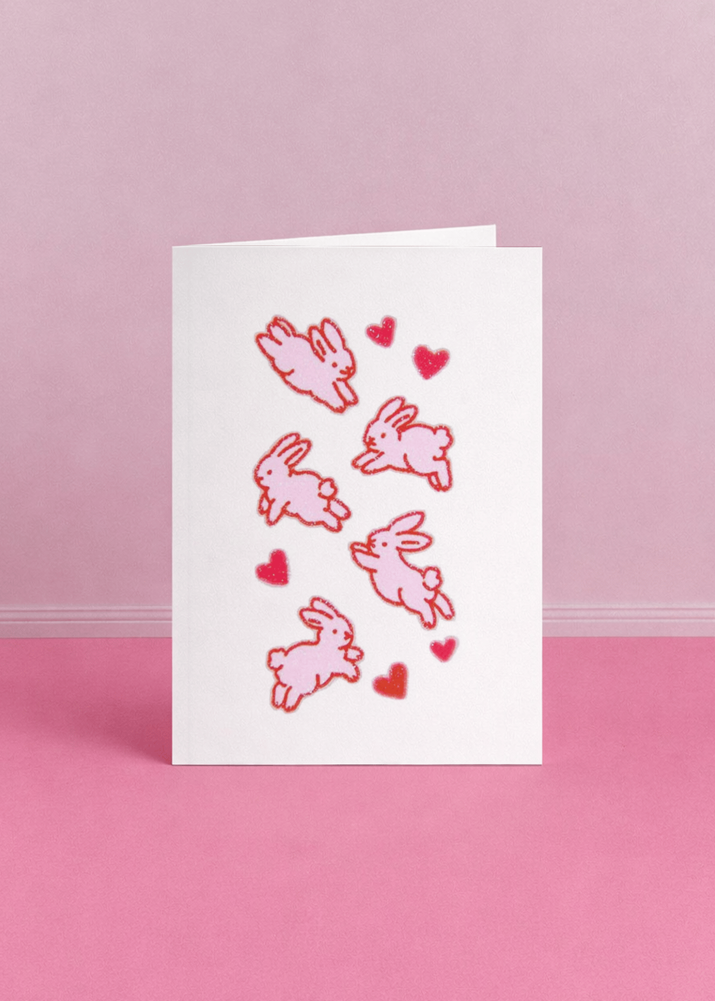 Cute Bunnies and Hearts Card mockup 5