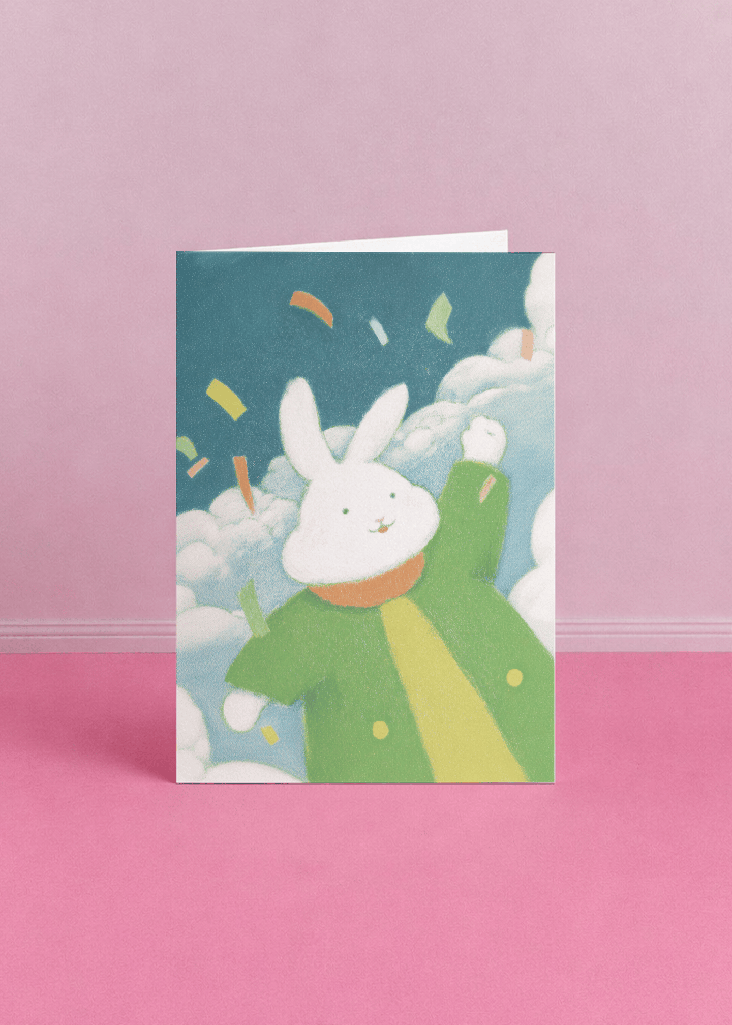Cheerful Bunny Celebration Card mockup 5