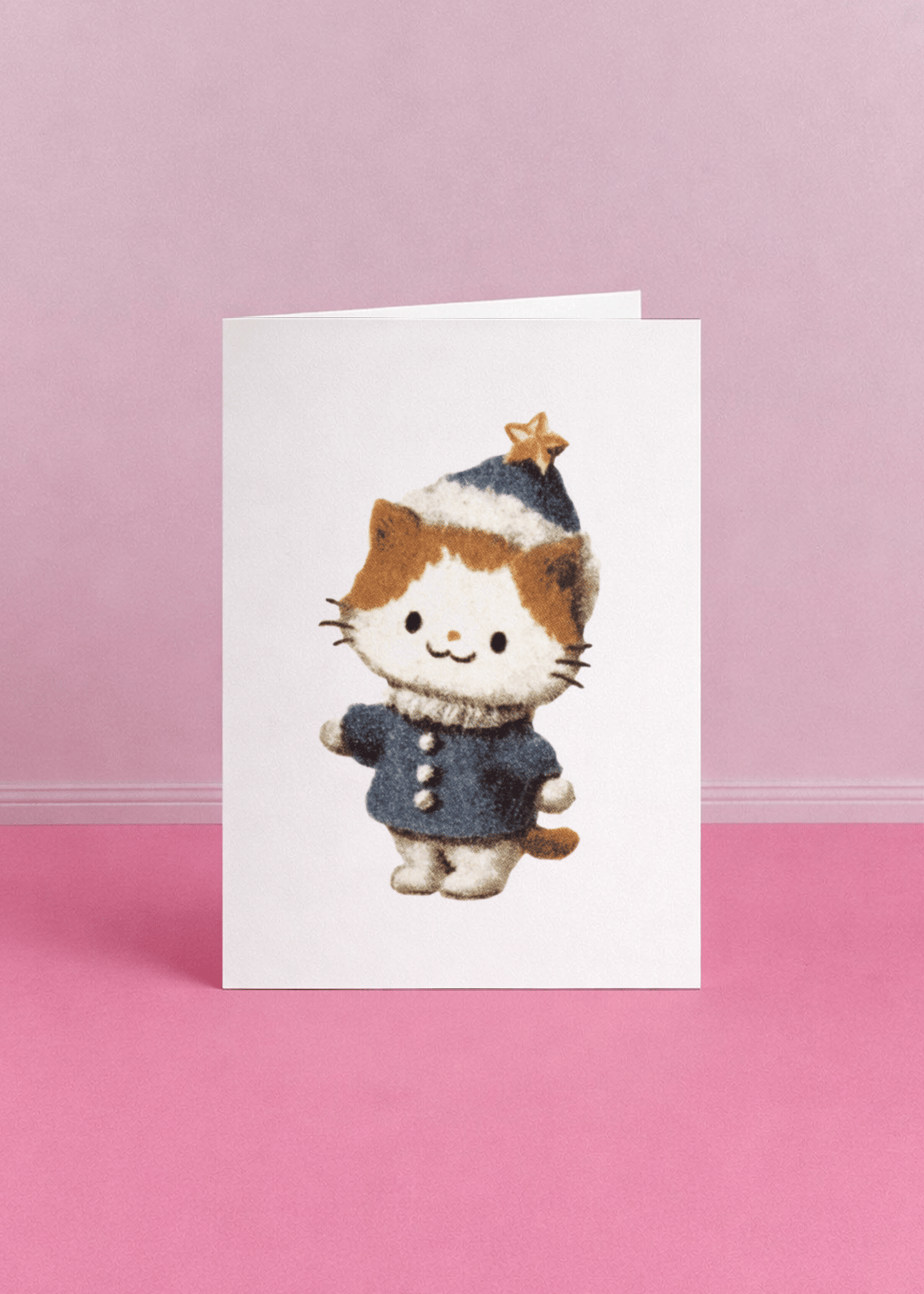 Cute Cat Winter Wishes Card mockup 5