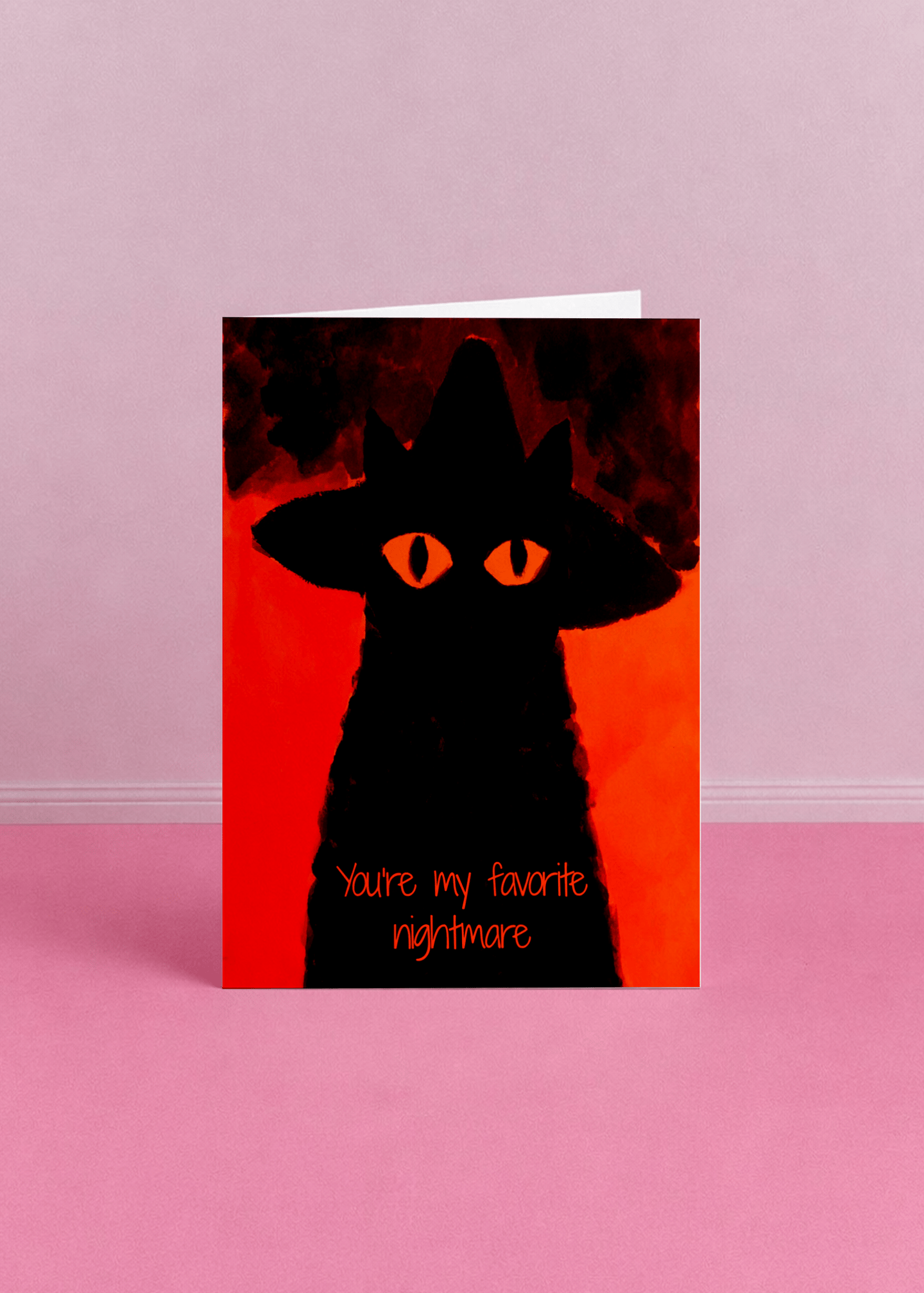 Favorite Nightmare Cat Card mockup 4