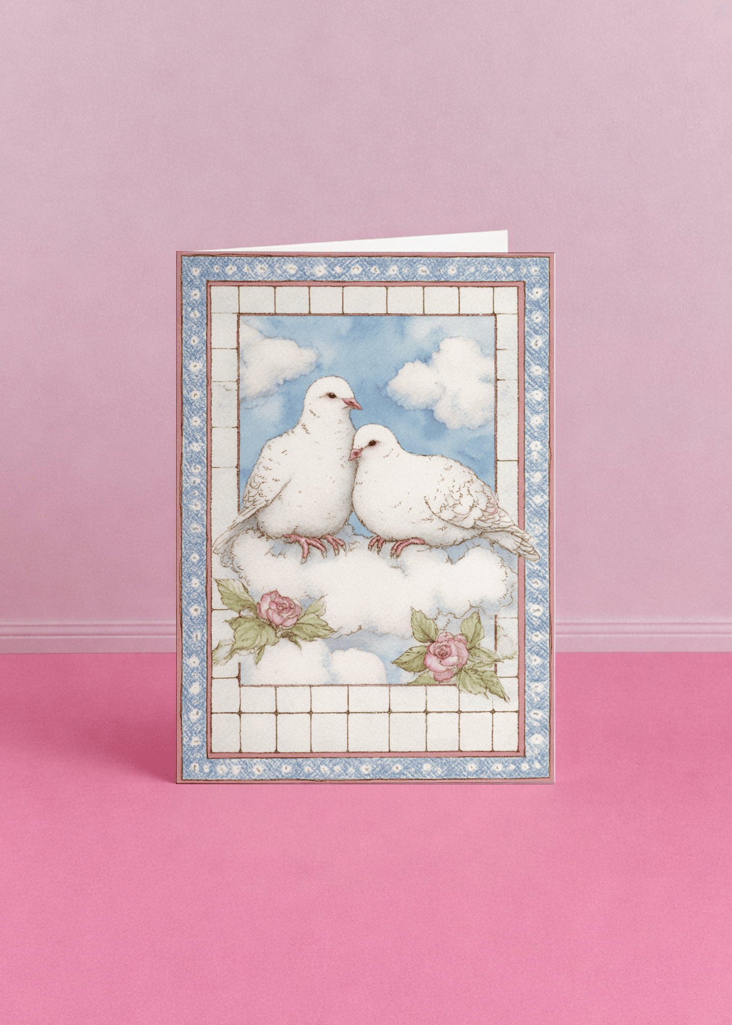 Doves in Love Anniversary Card mockup 5