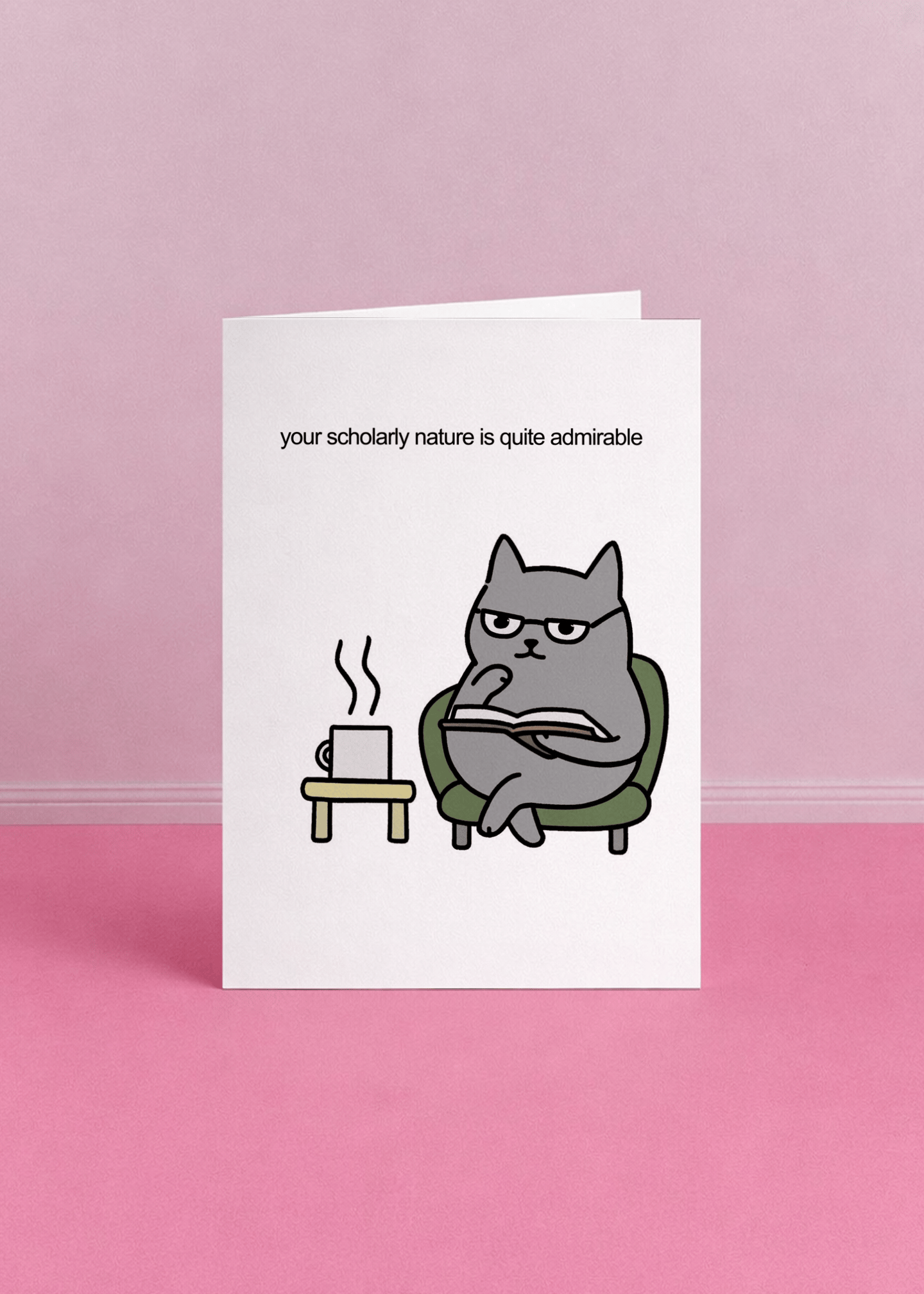 Scholarly Cat Admirable Nature Card mockup 5