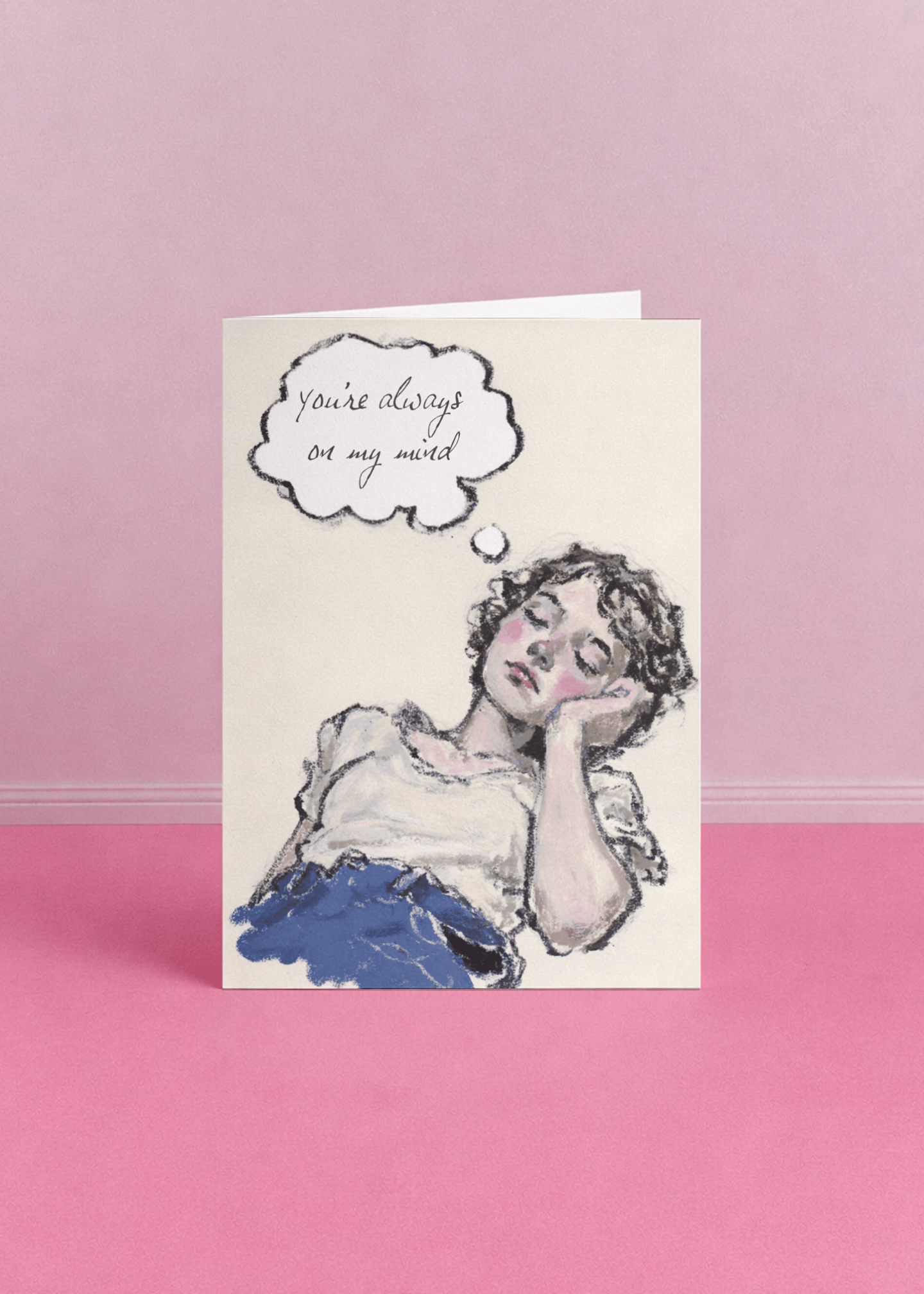 Always On My Mind Dreaming Girl Card mockup 5
