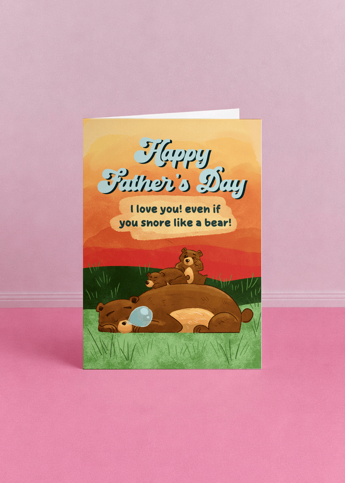 Happy Father’s Day Bear Snore Card mockup 4