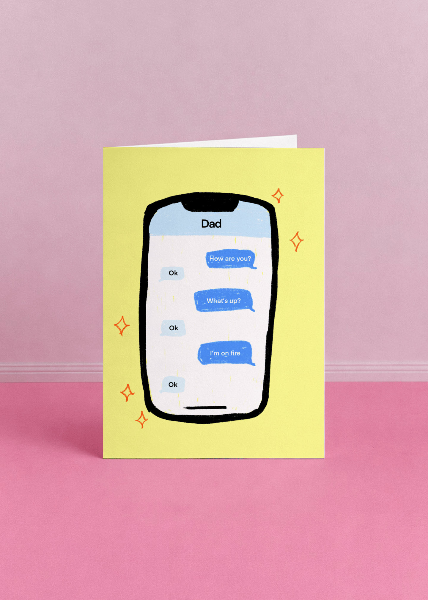 Ok Dad Text Message Card mockup 5