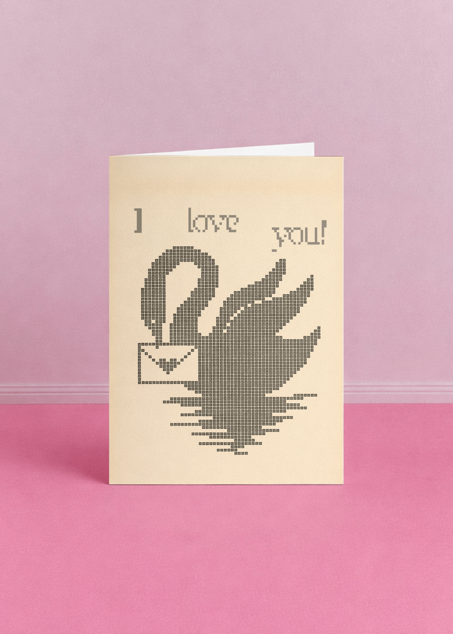 Pixel Love Swan Card mockup 5