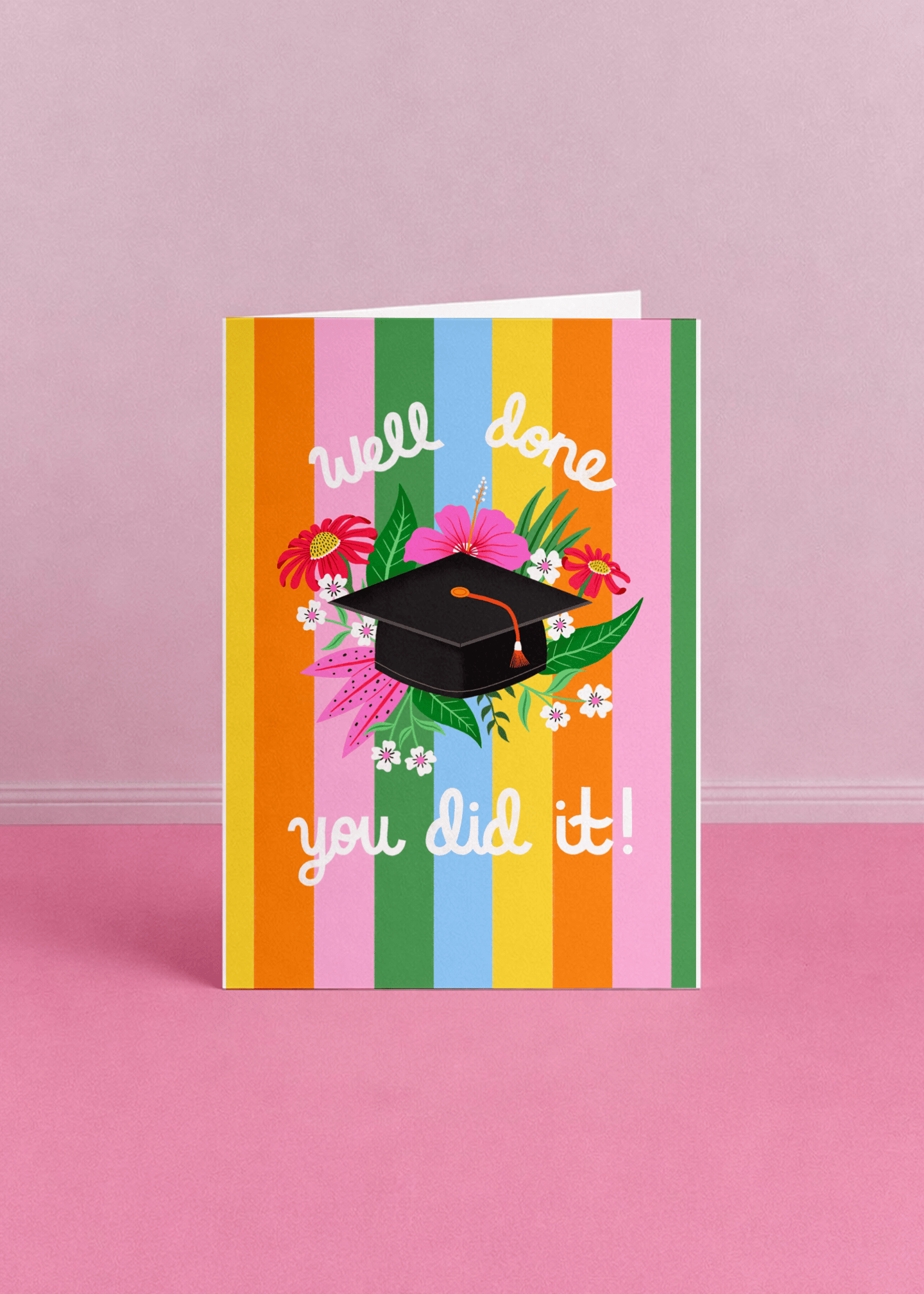 Well Done You Did It Floral Cap Card mockup 5