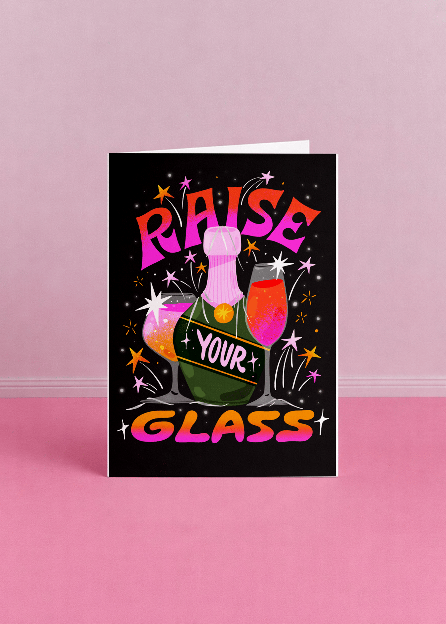 Raise Your Glass Celebration Card mockup 5