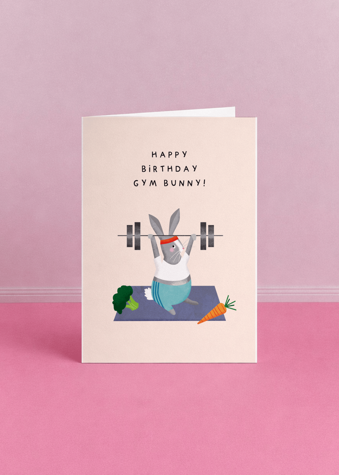 Happy Birthday Gym Bunny Card mockup 5
