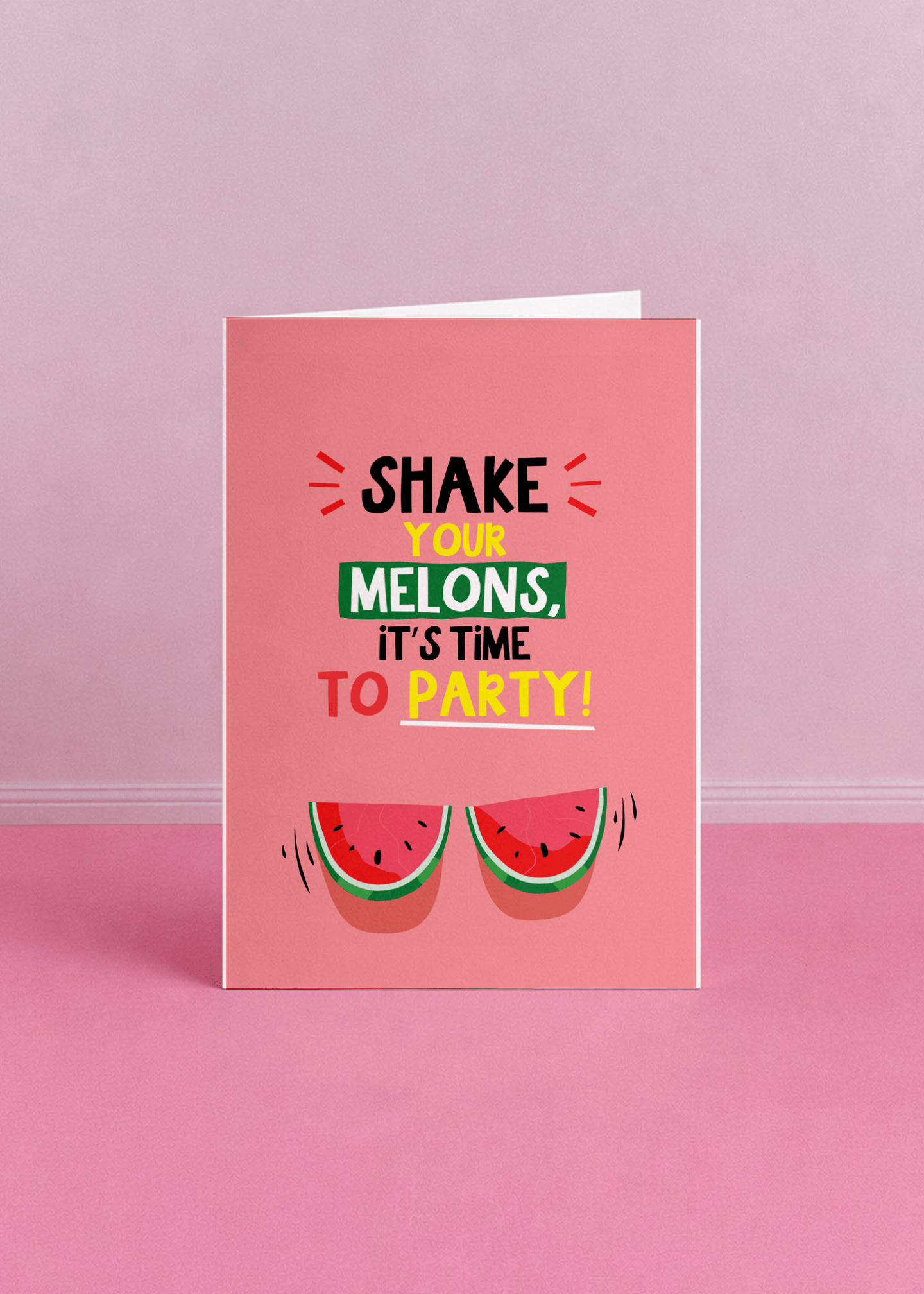 Shake Your Melons Birthday Card mockup 5