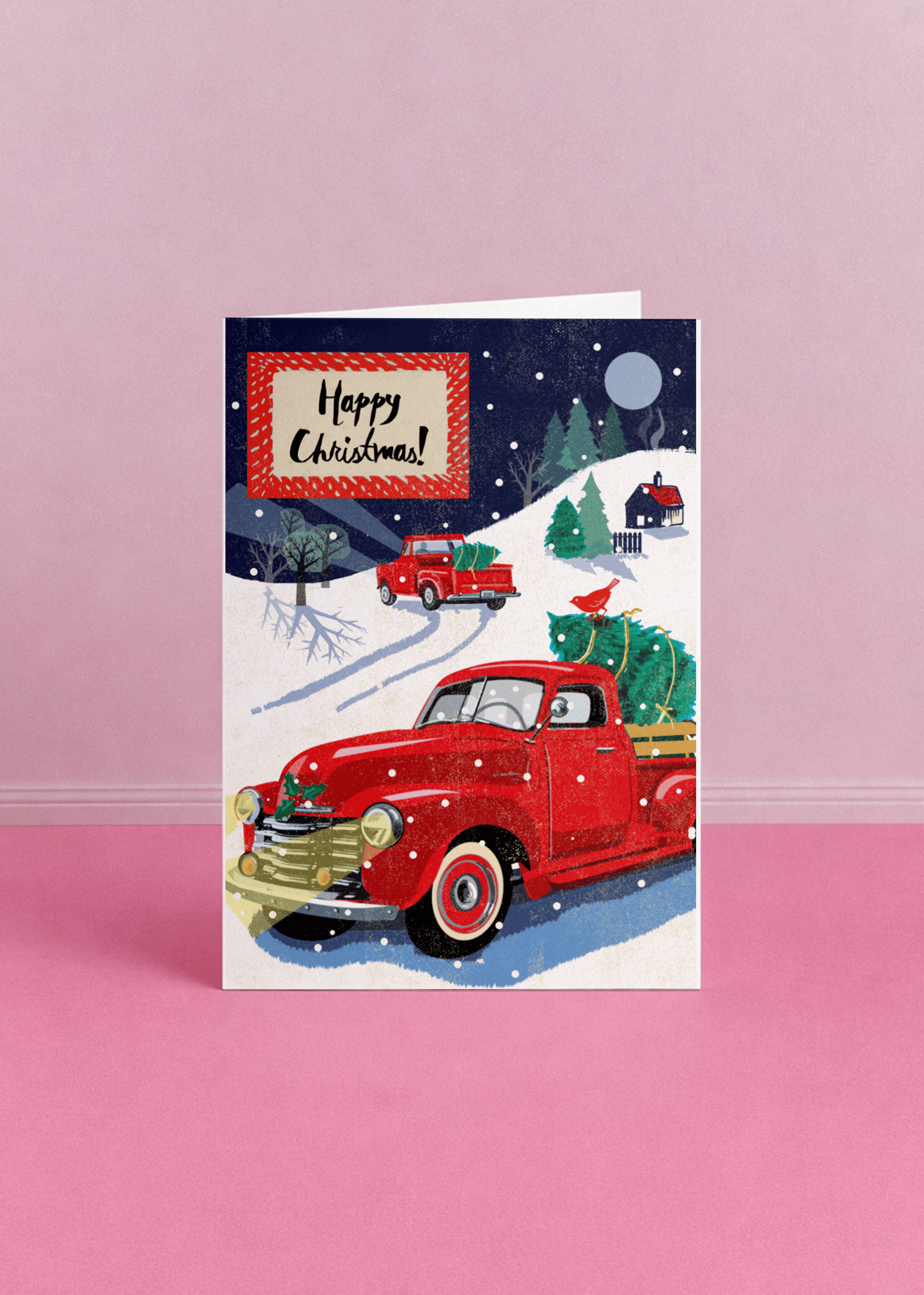 Happy Christmas - Red Truck mockup 4