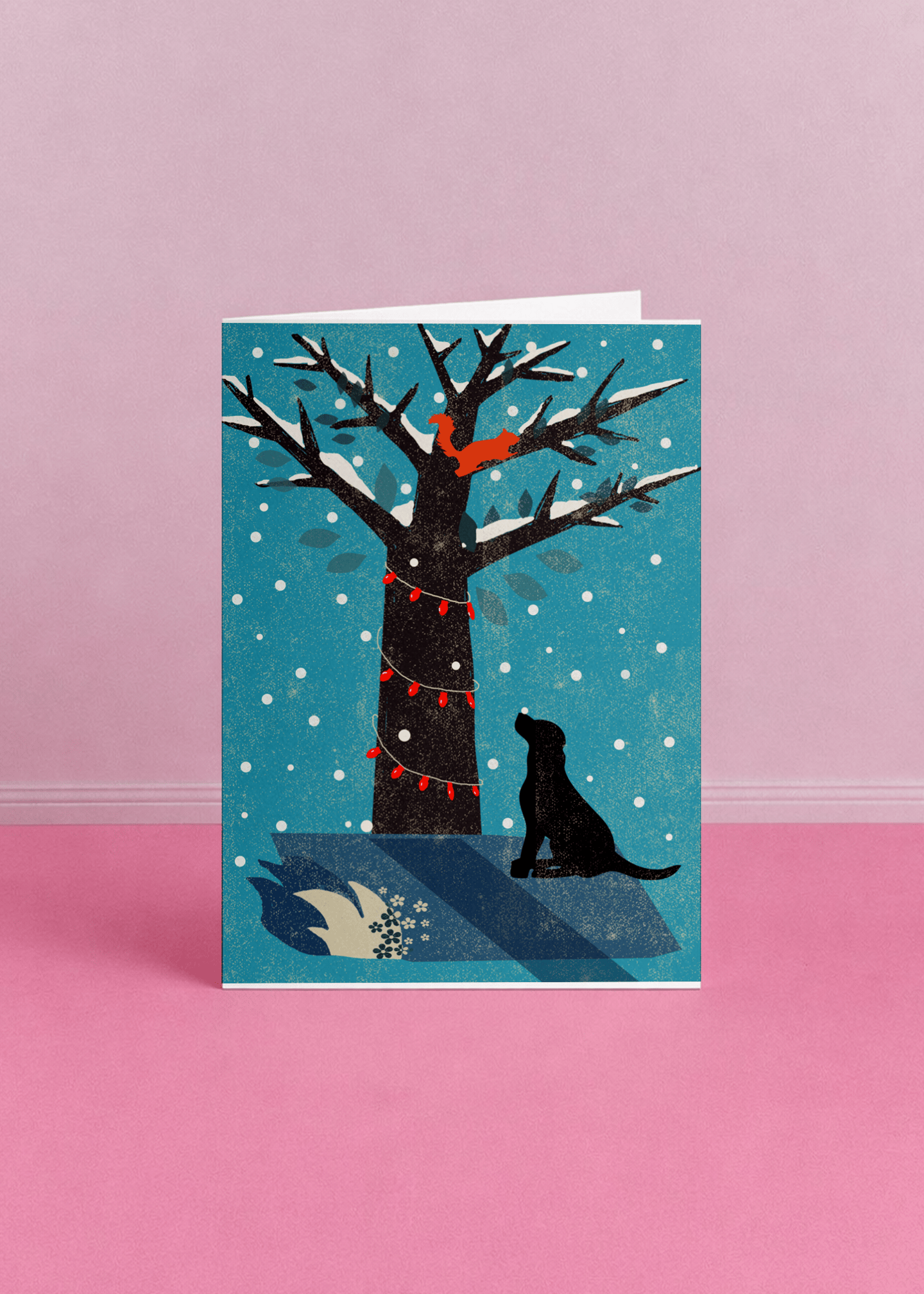 Dog and Squirrel Under Festive Tree mockup 5
