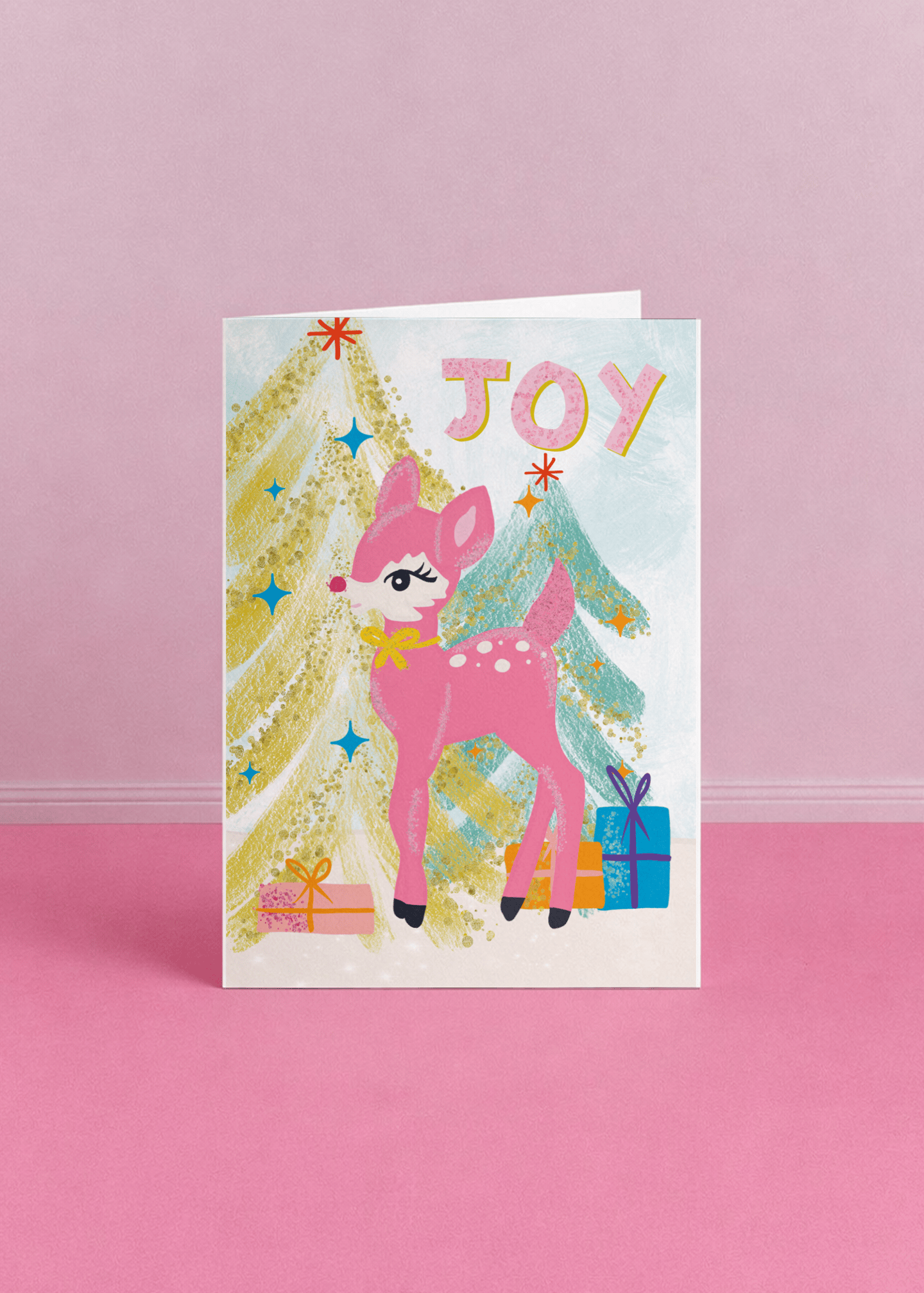 Pink Reindeer Joy Christmas mockup 4