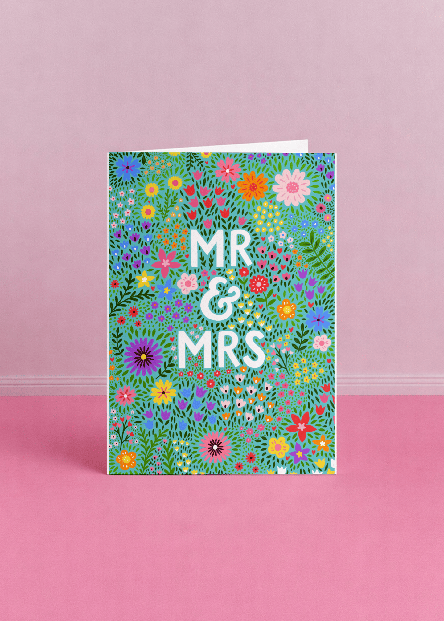 Floral Mr & Mrs Wedding Card mockup 4