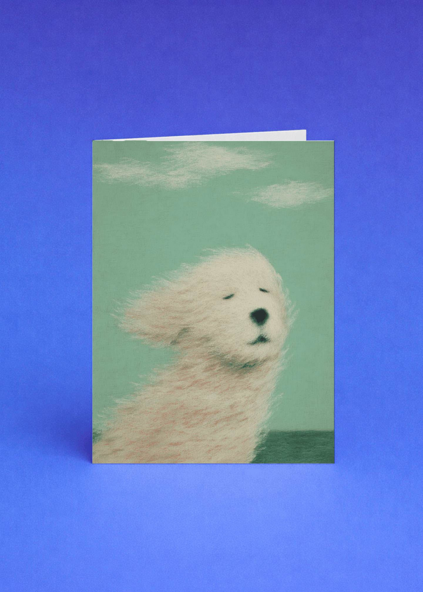 fluffy white dog in wind mockup 5