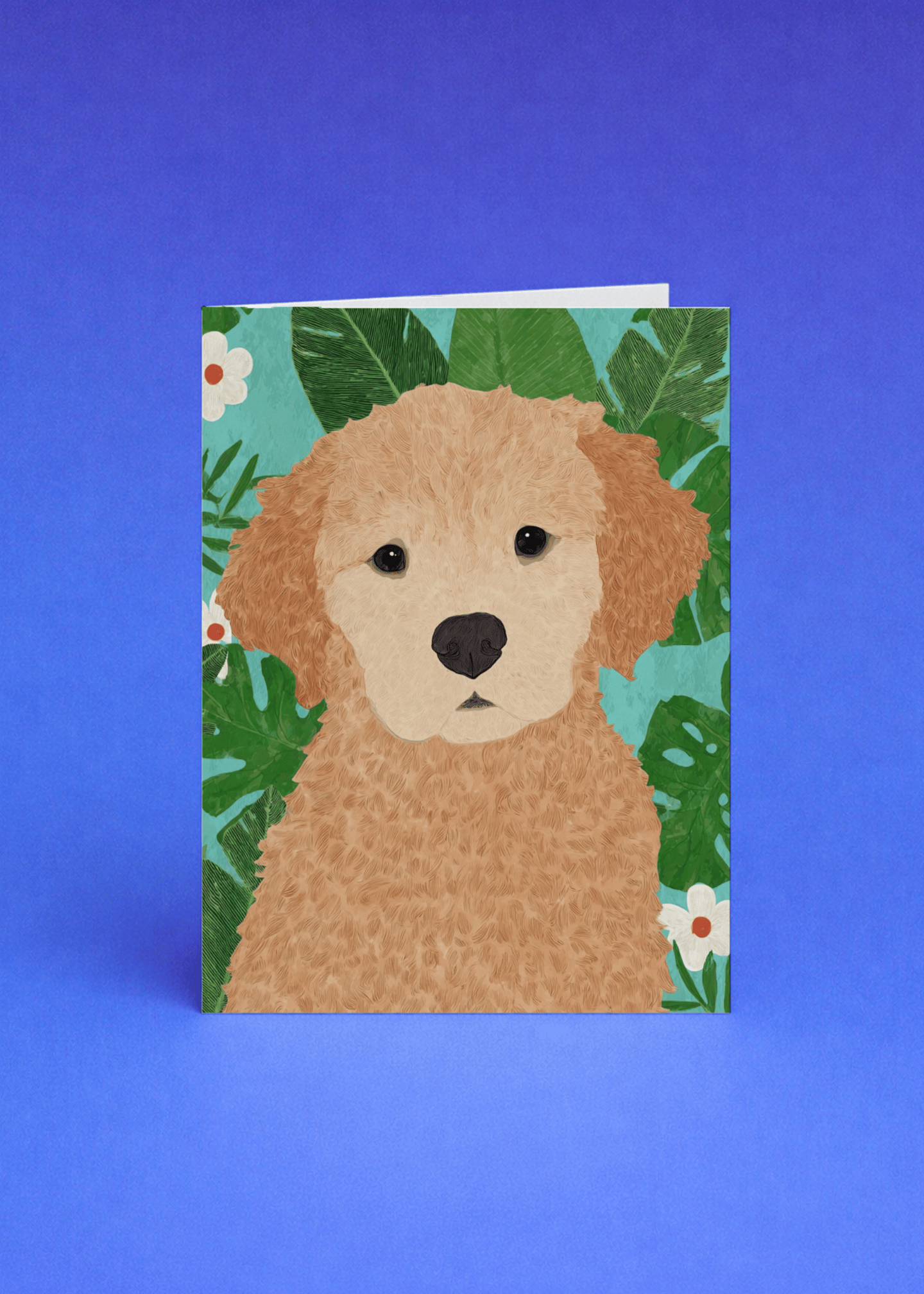 golden retriever against flowers mockup 5