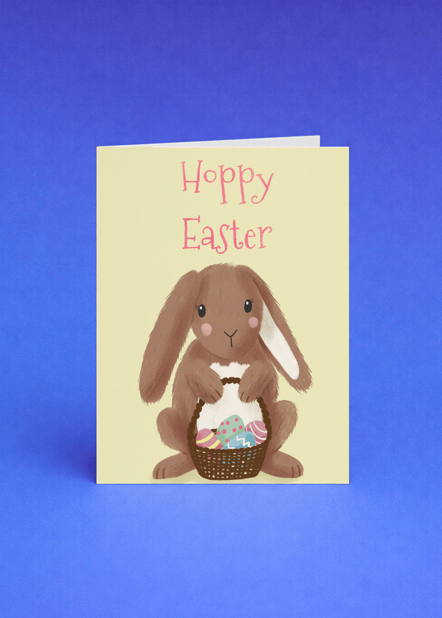 hoppy easter bunny carrying basket mockup 5