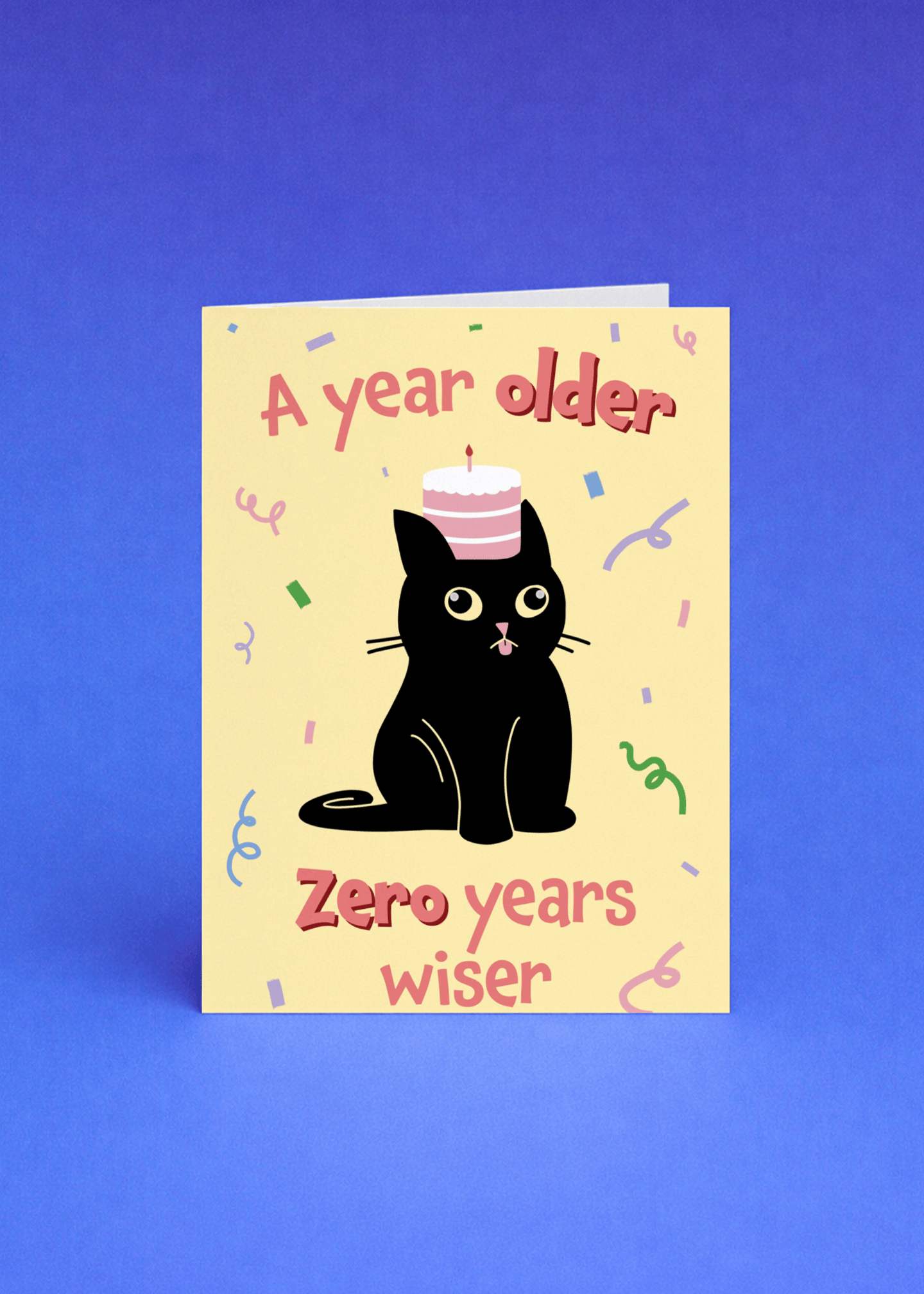 Zero Wiser Birthday Cat Card mockup 5
